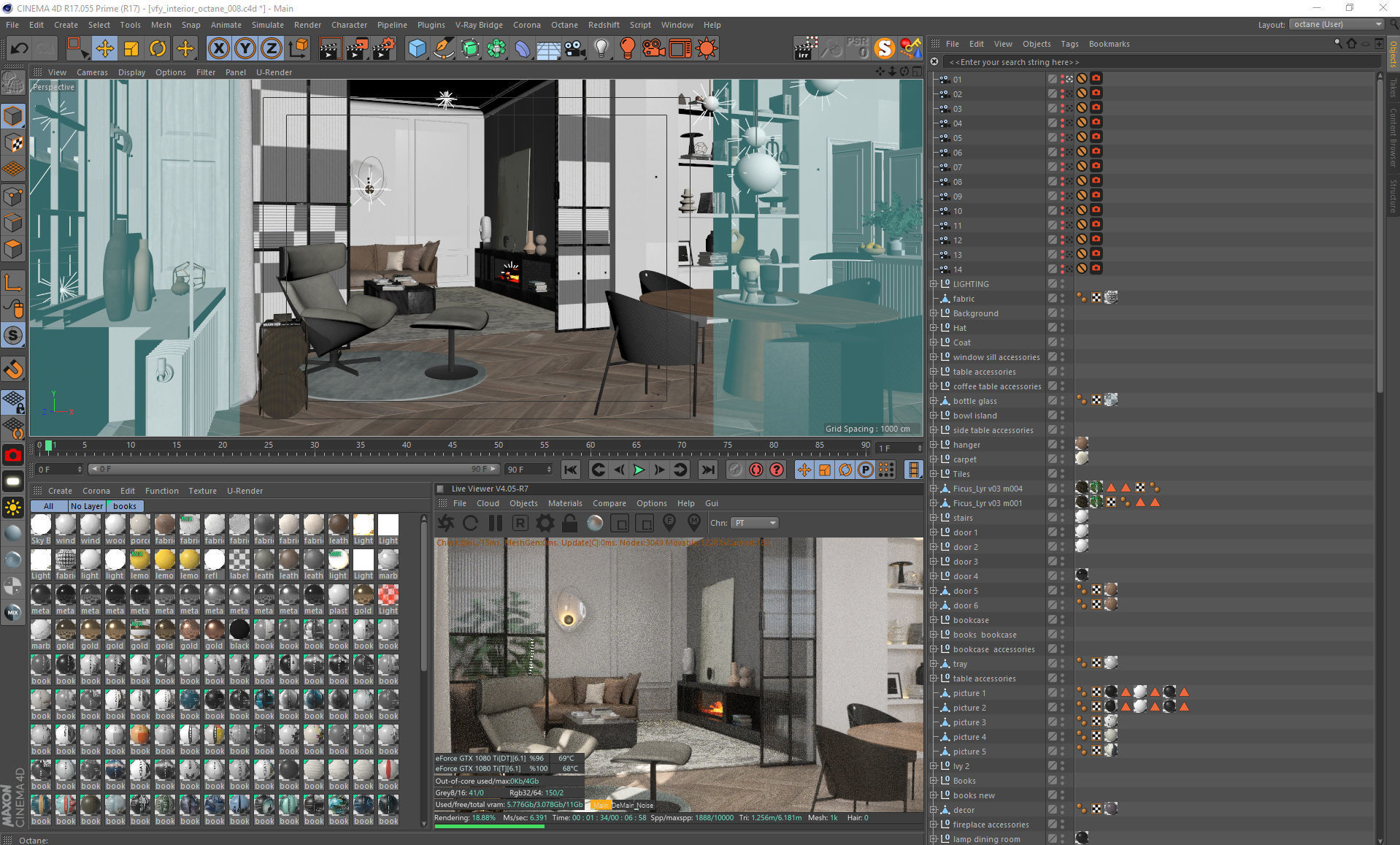 Modern Classic Interior Scene for Cinema 4D and Octane Render 3D model_28