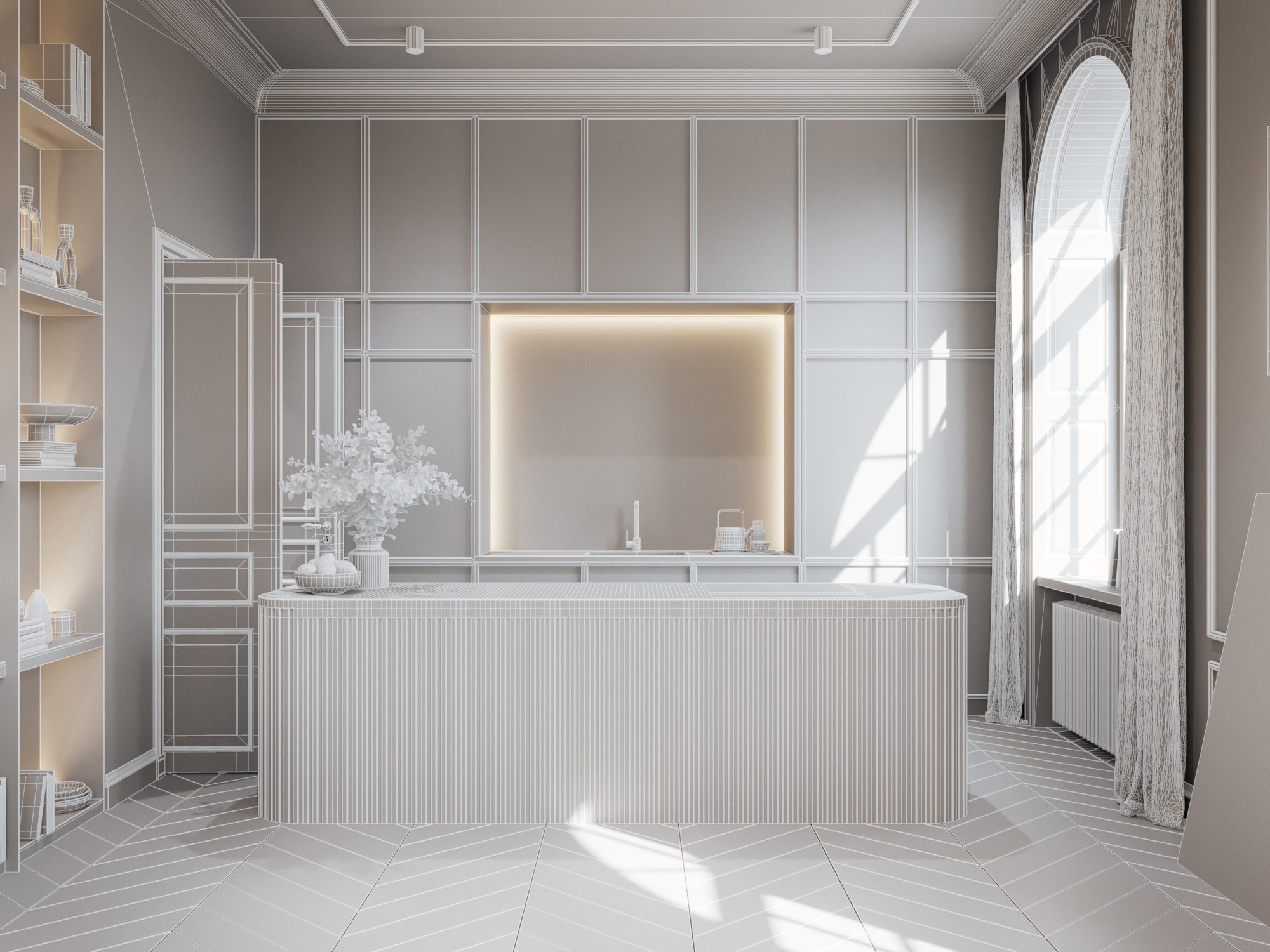 Modern Classic Interior Scene for Cinema 4D and Octane Render 3D model_22