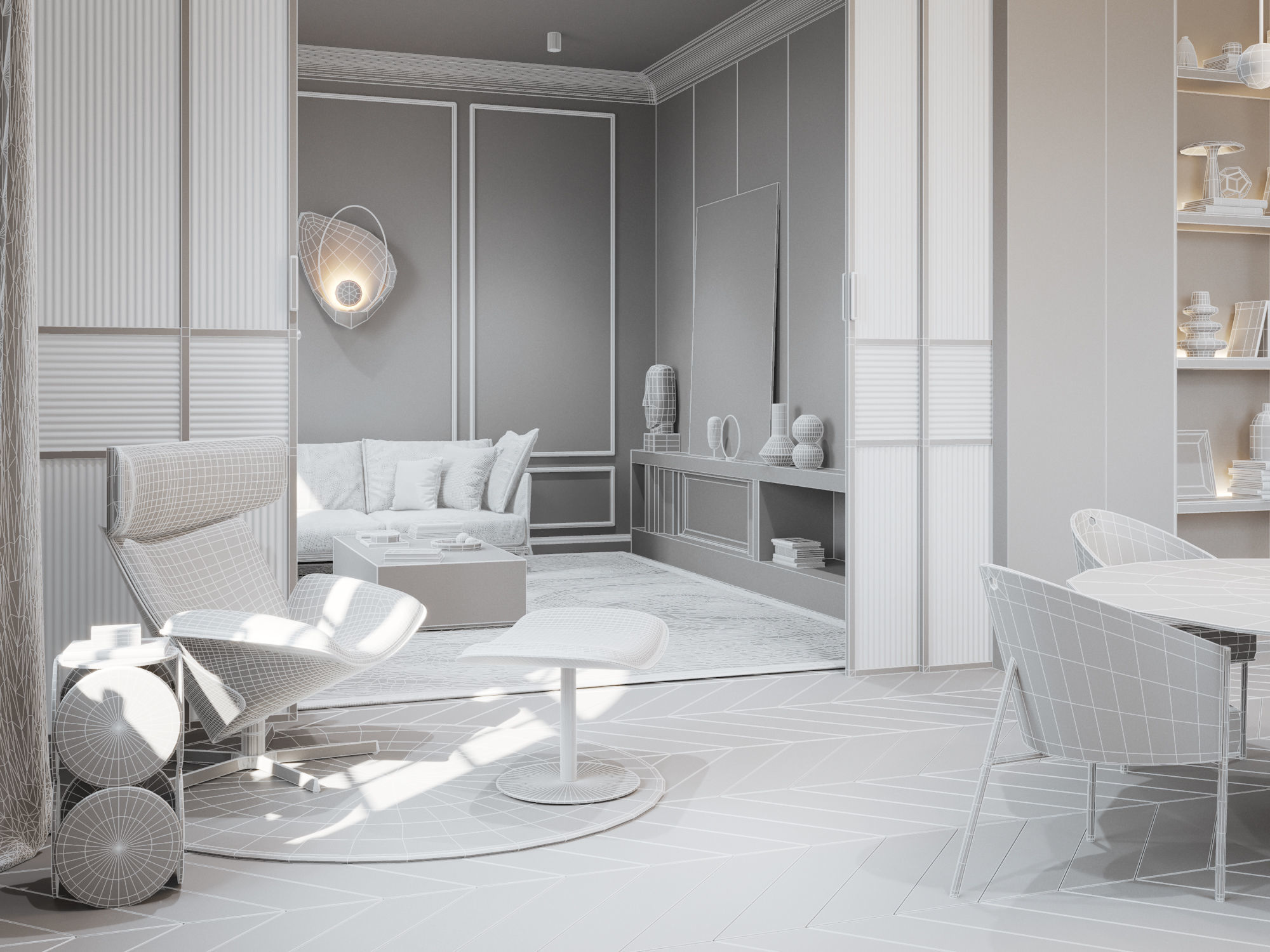 Modern Classic Interior Scene for Cinema 4D and Octane Render 3D model_14
