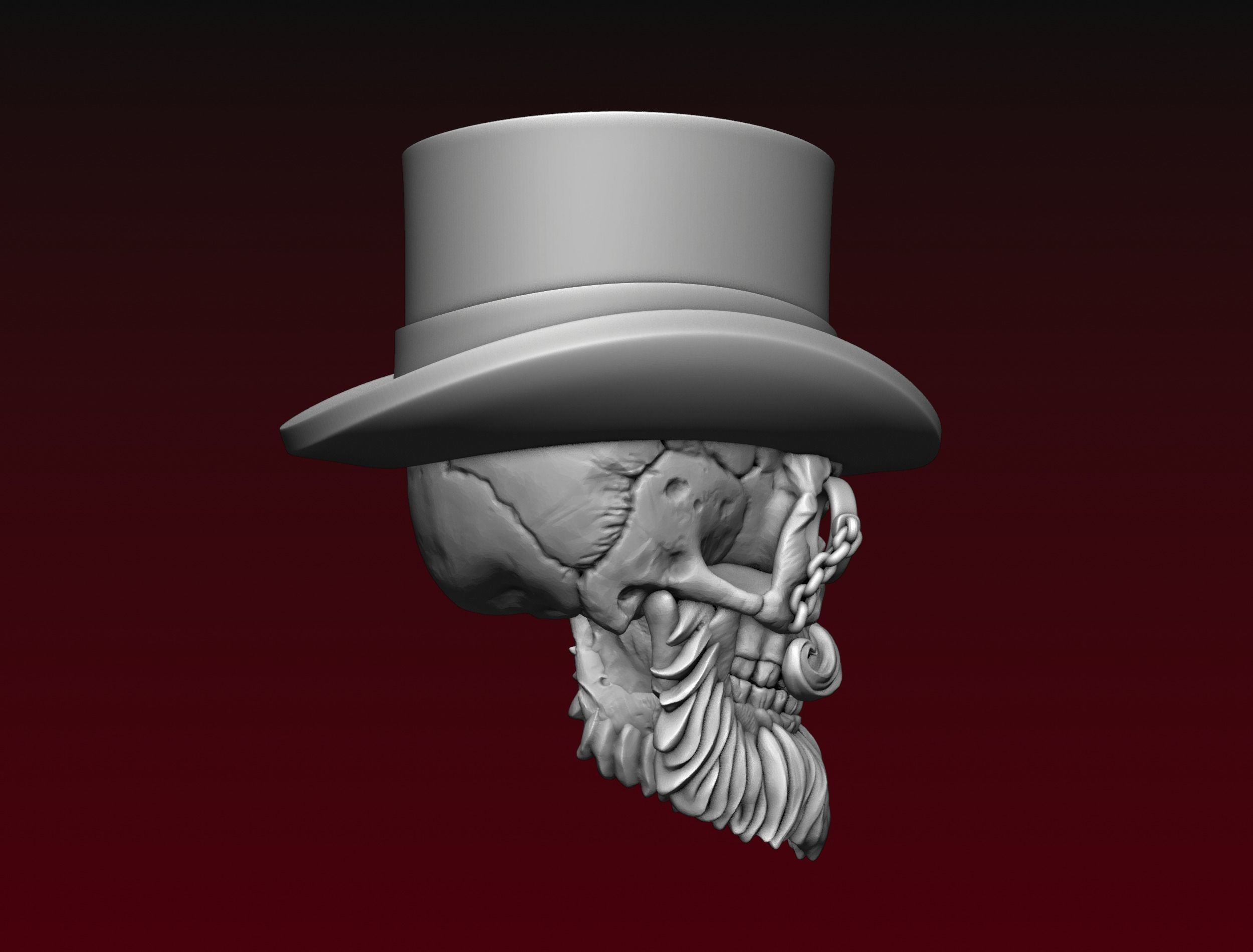 Skull Top Hat 3D print model_7