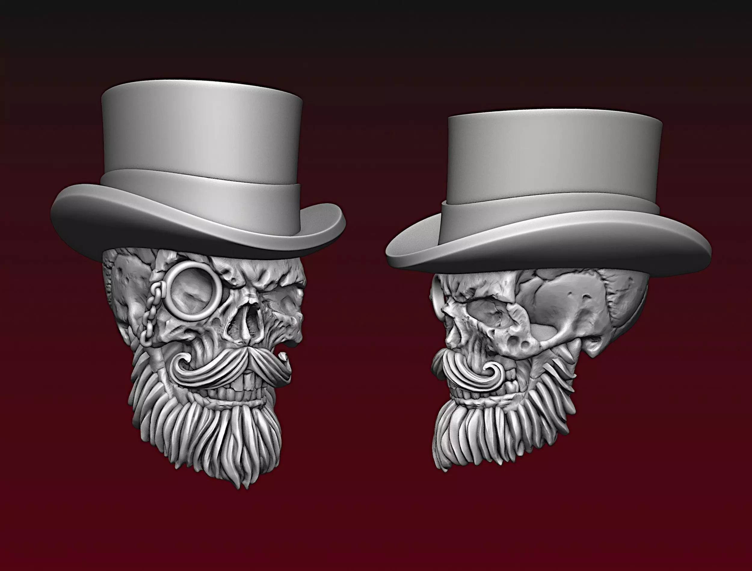 Skull Top Hat 3D print model_0