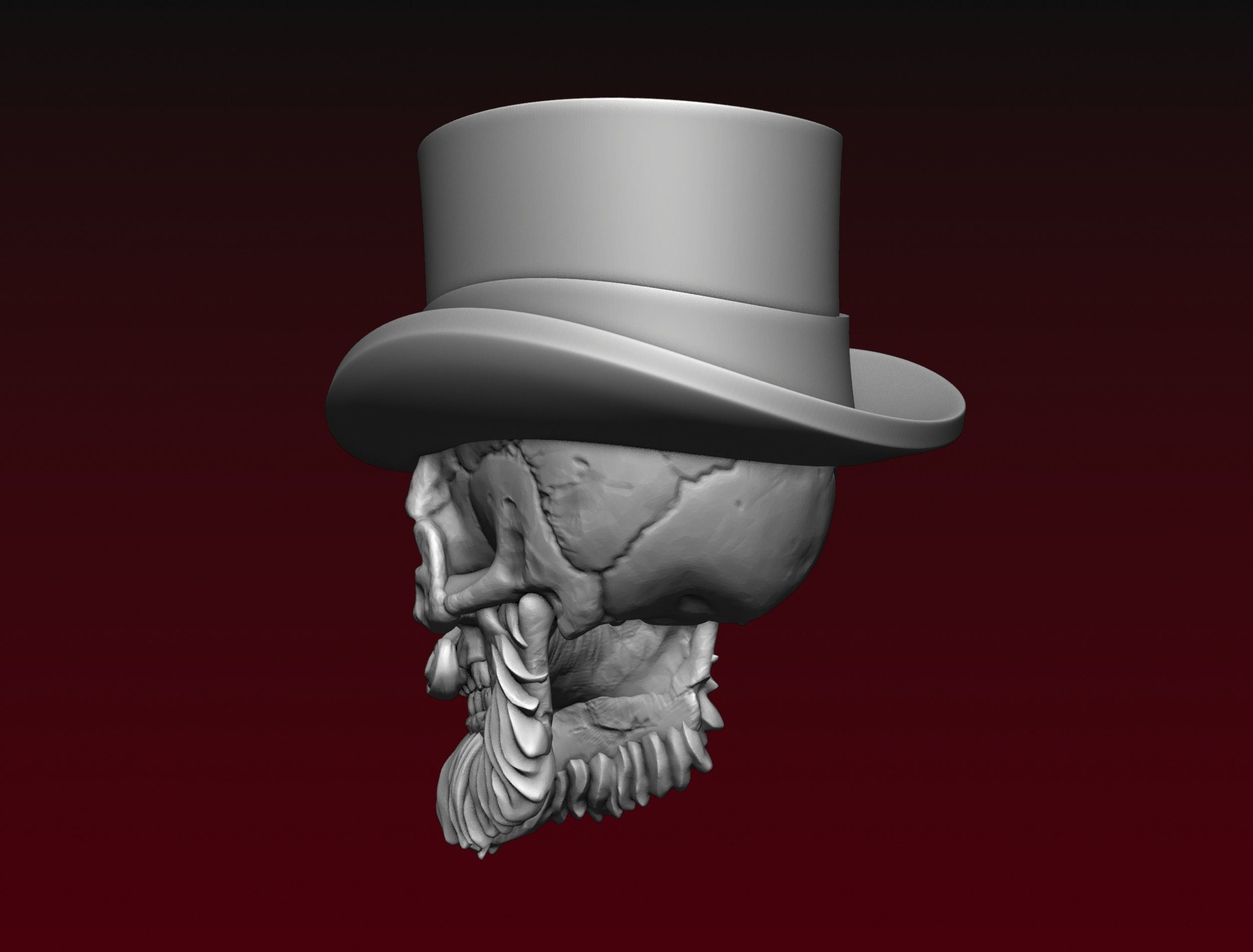 Skull Top Hat 3D print model_5