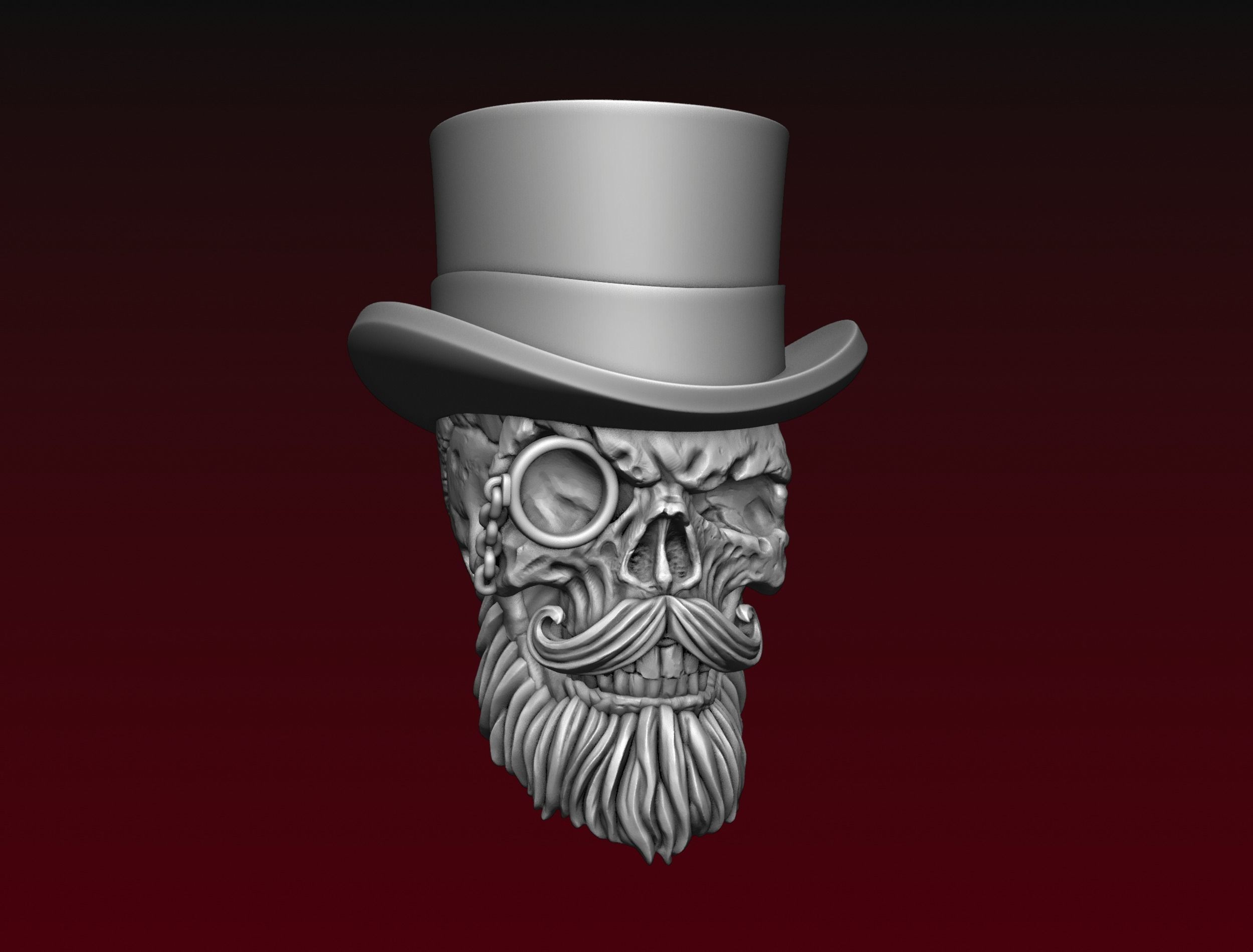 Skull Top Hat 3D print model_1