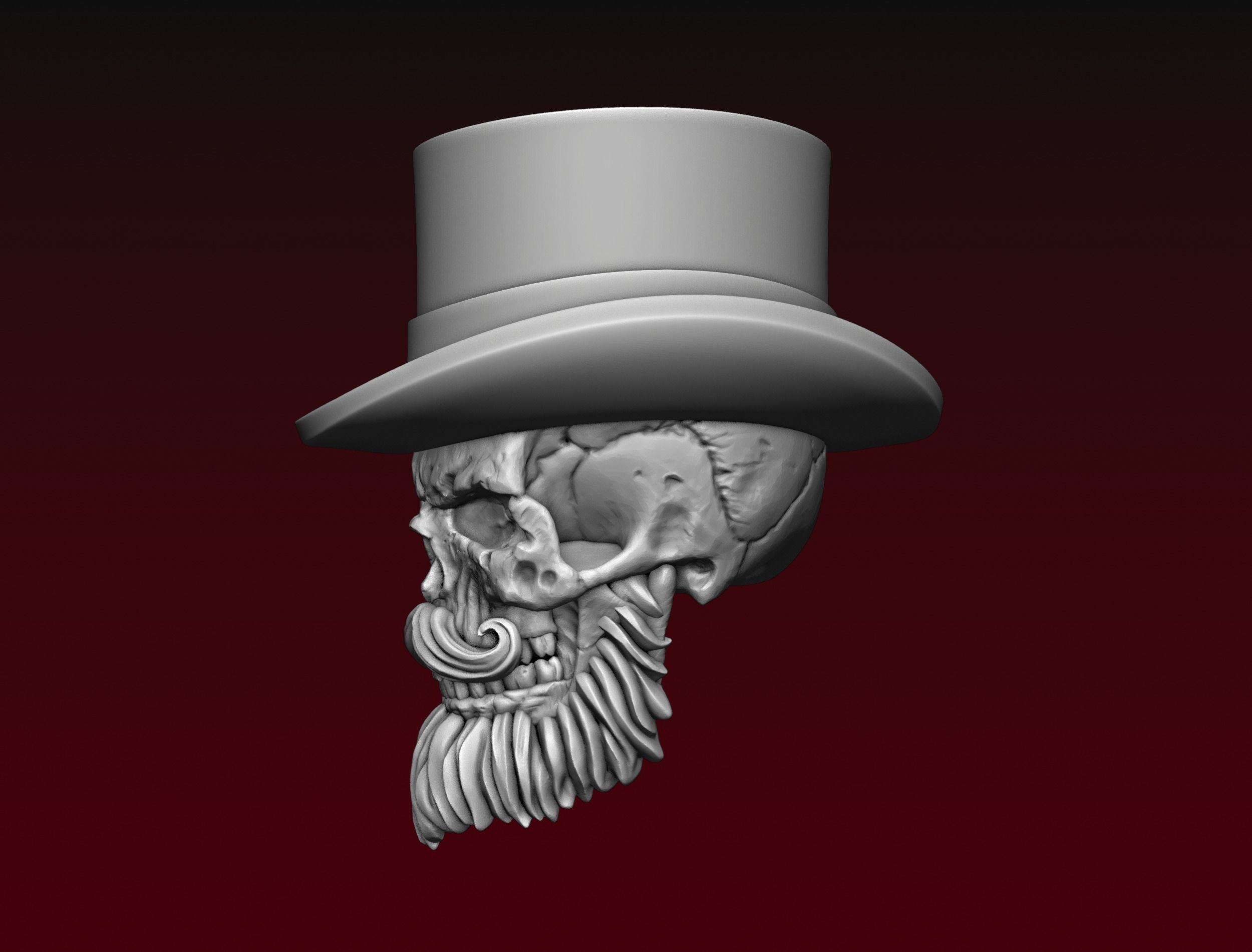 Skull Top Hat 3D print model_4