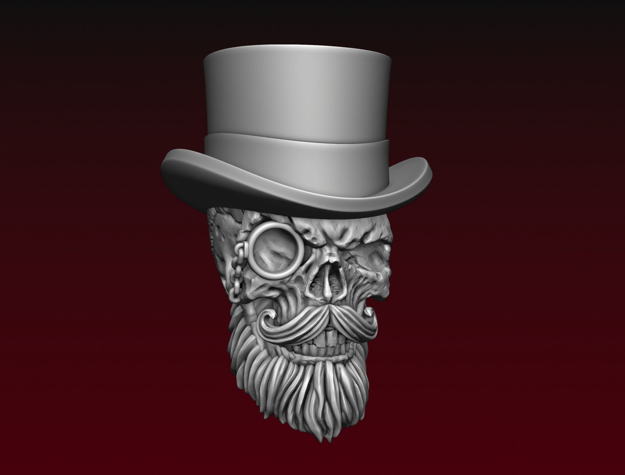 Skull Top Hat 3D print model_9