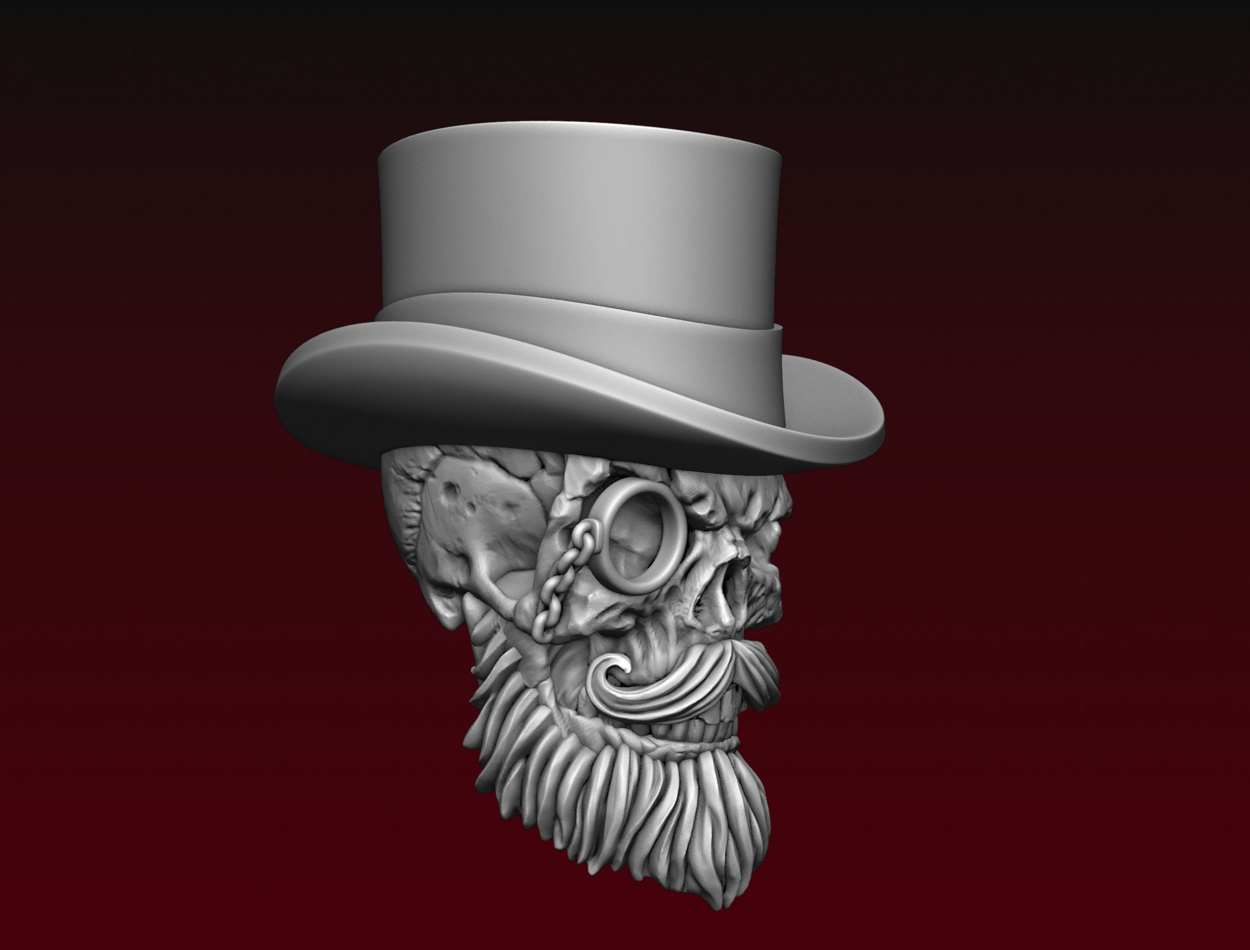 Skull Top Hat 3D print model_8