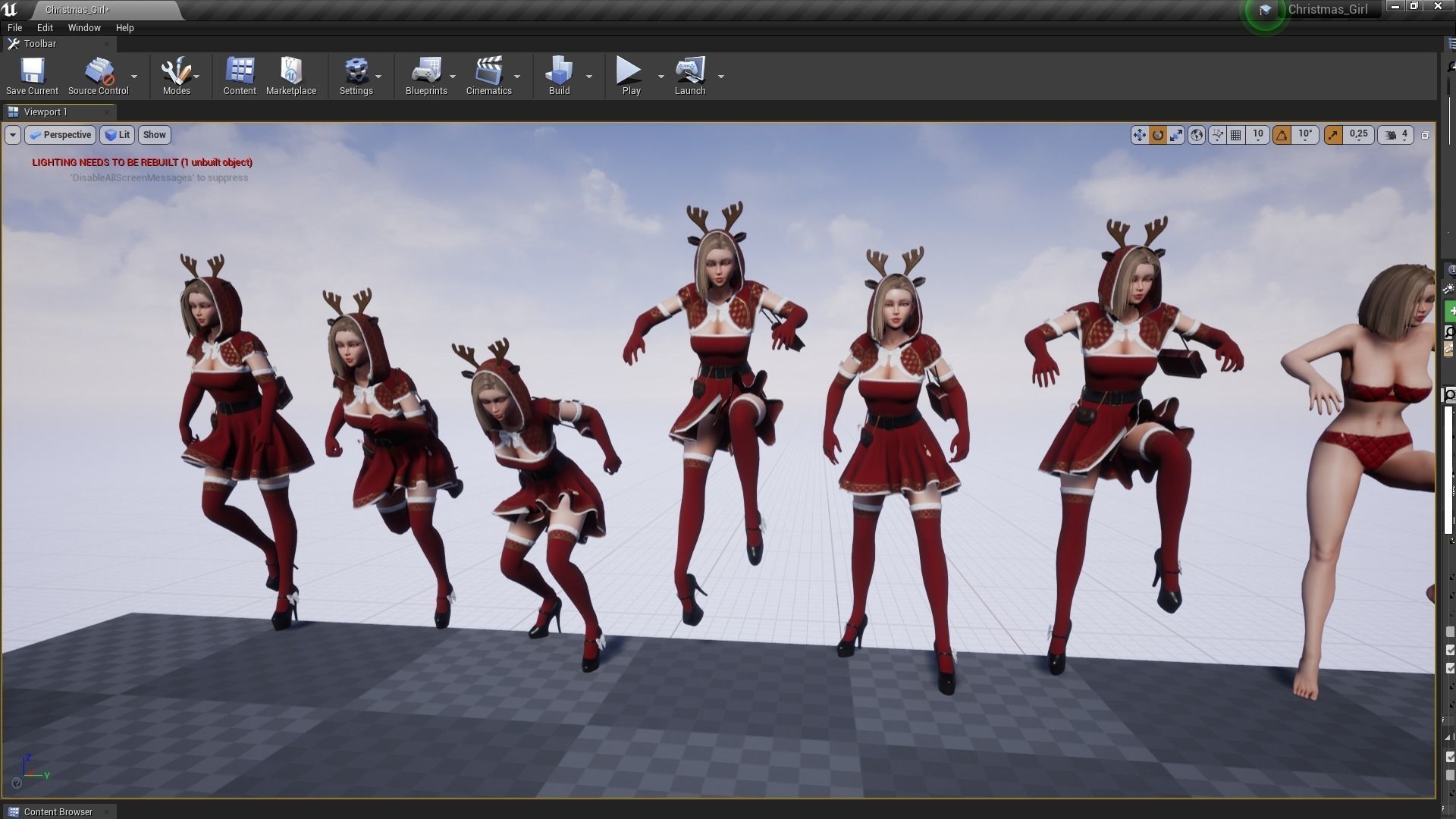 Christmas Girl Low-poly 3D model_13