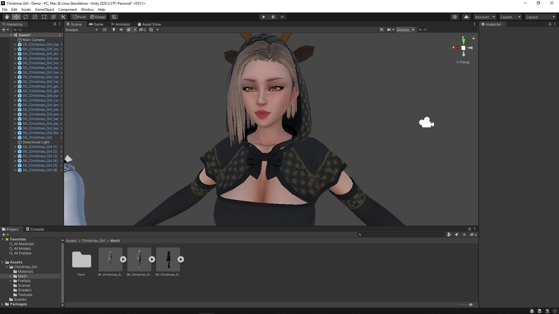 Christmas Girl Low-poly 3D model_15