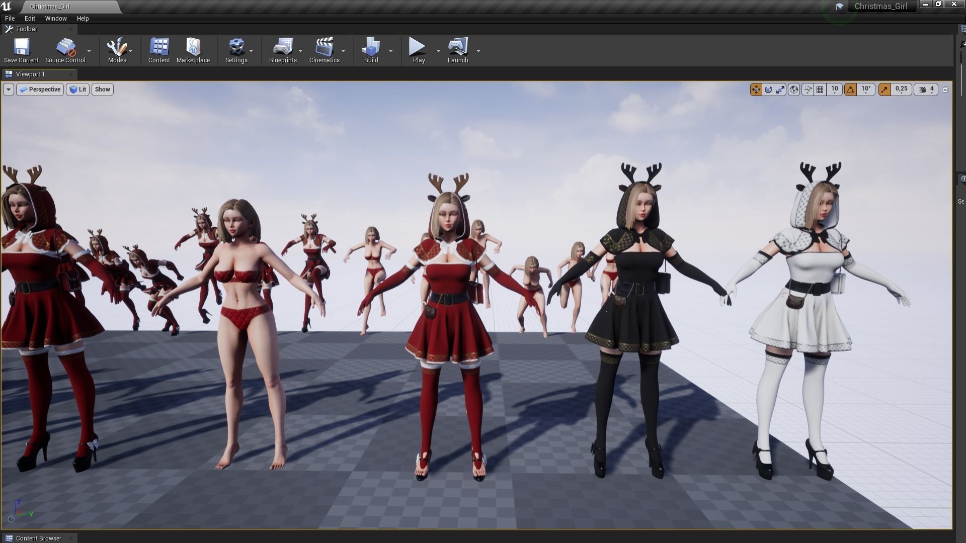 Christmas Girl Low-poly 3D model_10