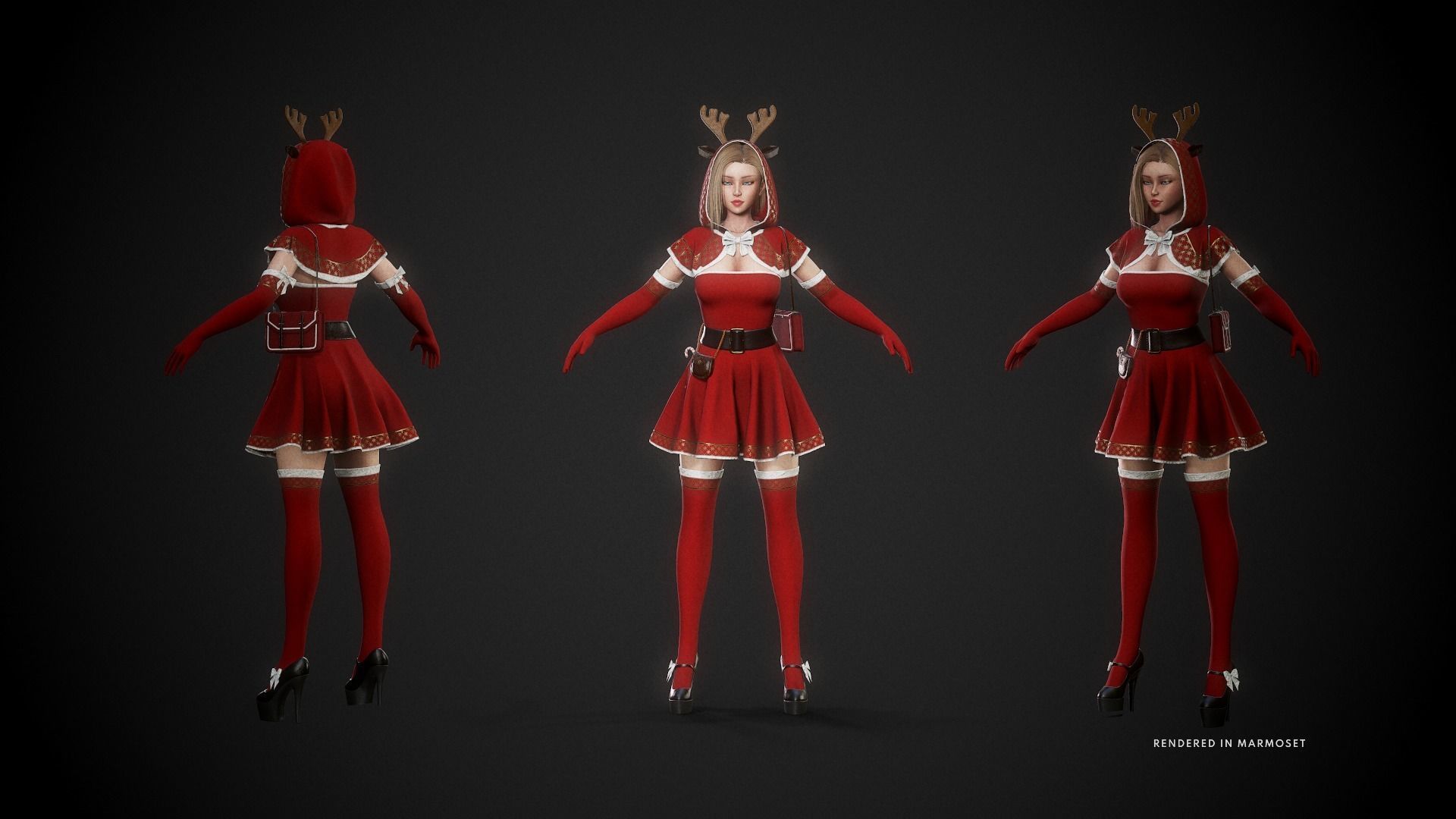 Christmas Girl Low-poly 3D model_3