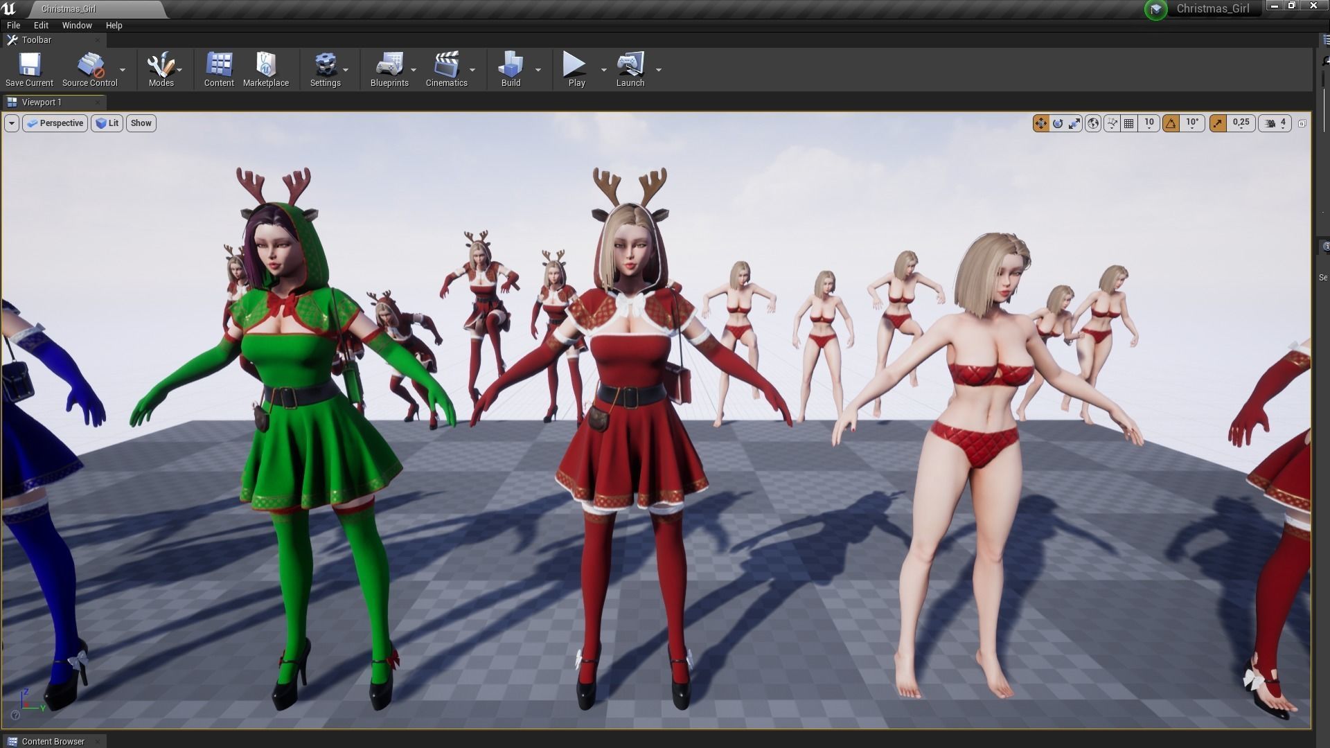 Christmas Girl Low-poly 3D model_9