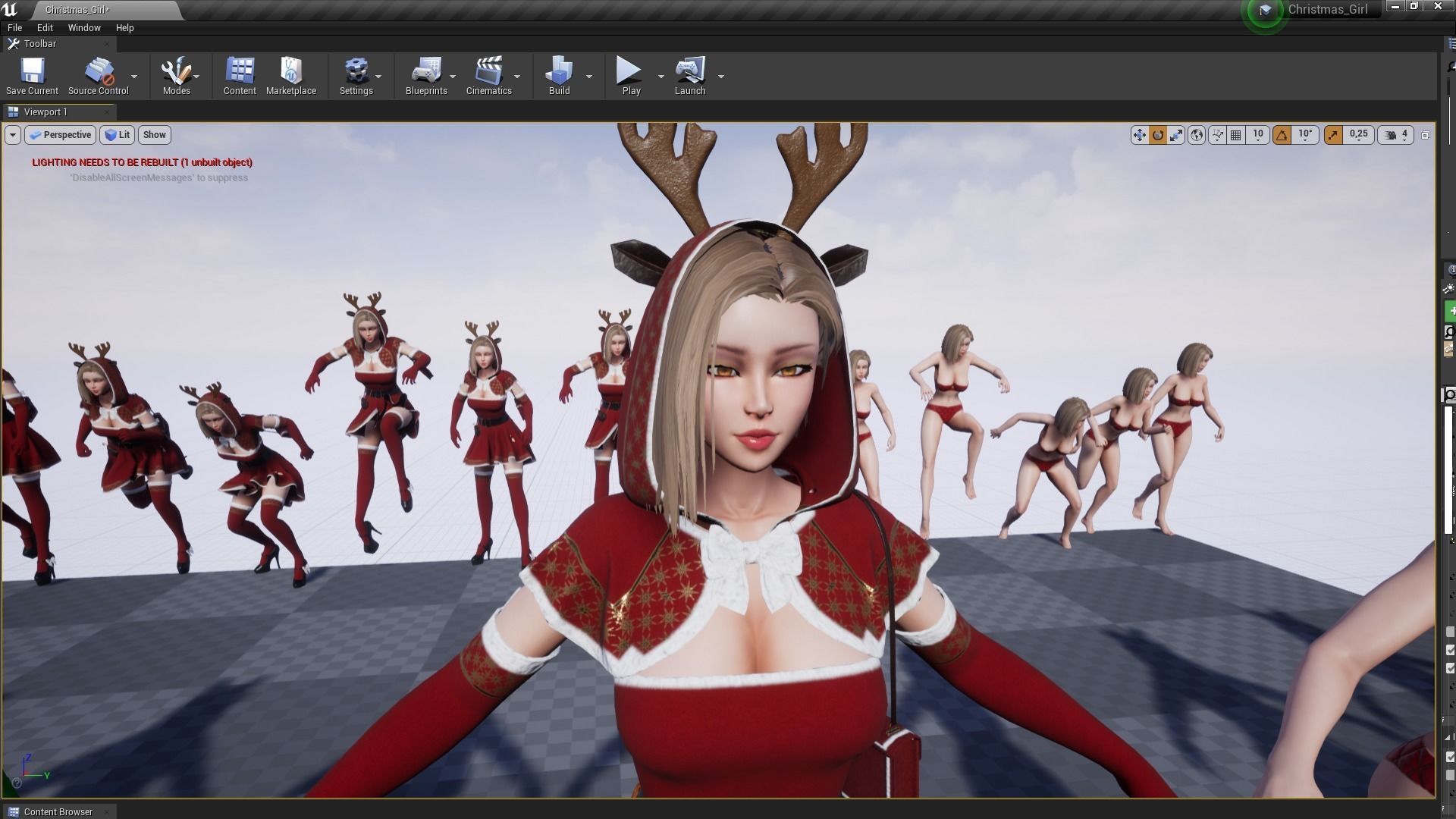 Christmas Girl Low-poly 3D model_11
