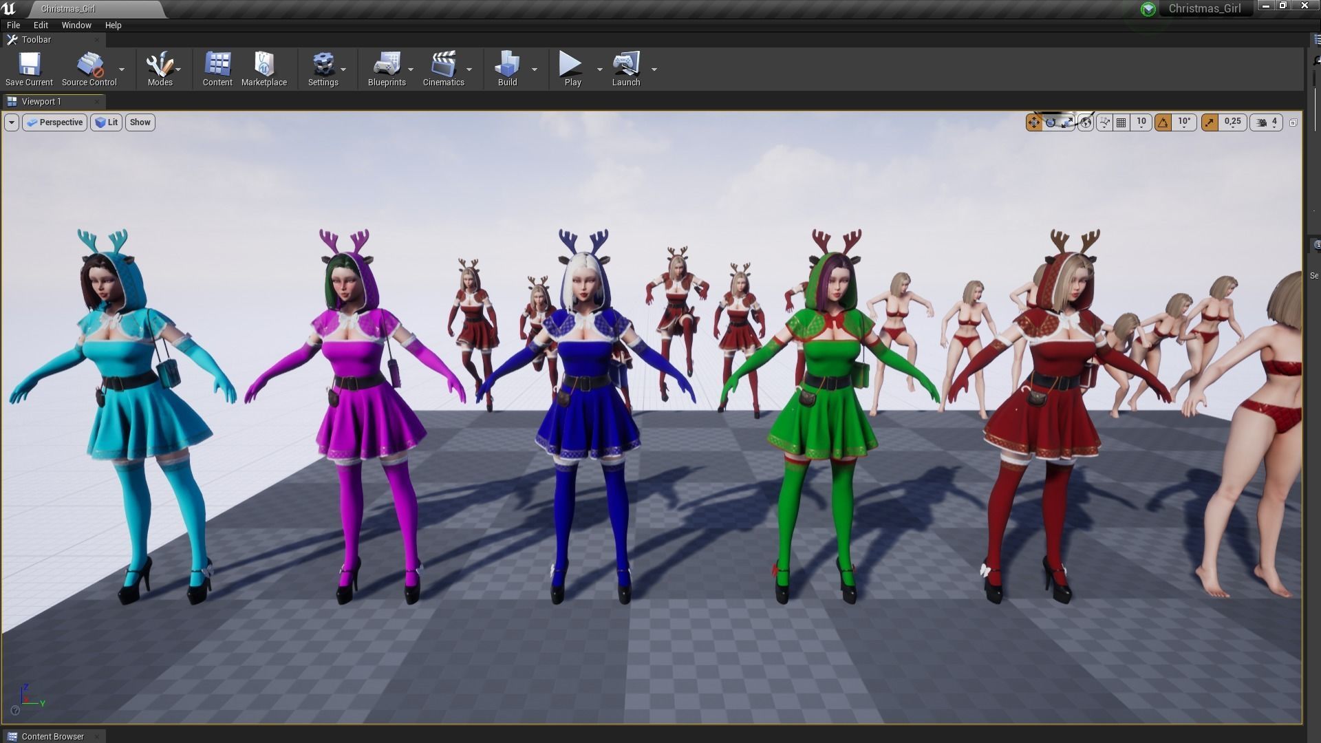 Christmas Girl Low-poly 3D model_8