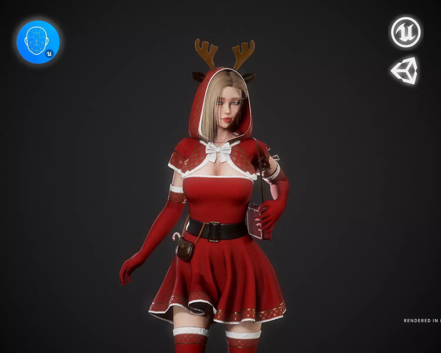Christmas Girl Low-poly 3D model_0