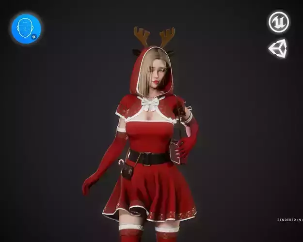 Christmas Girl Low-poly 3D model