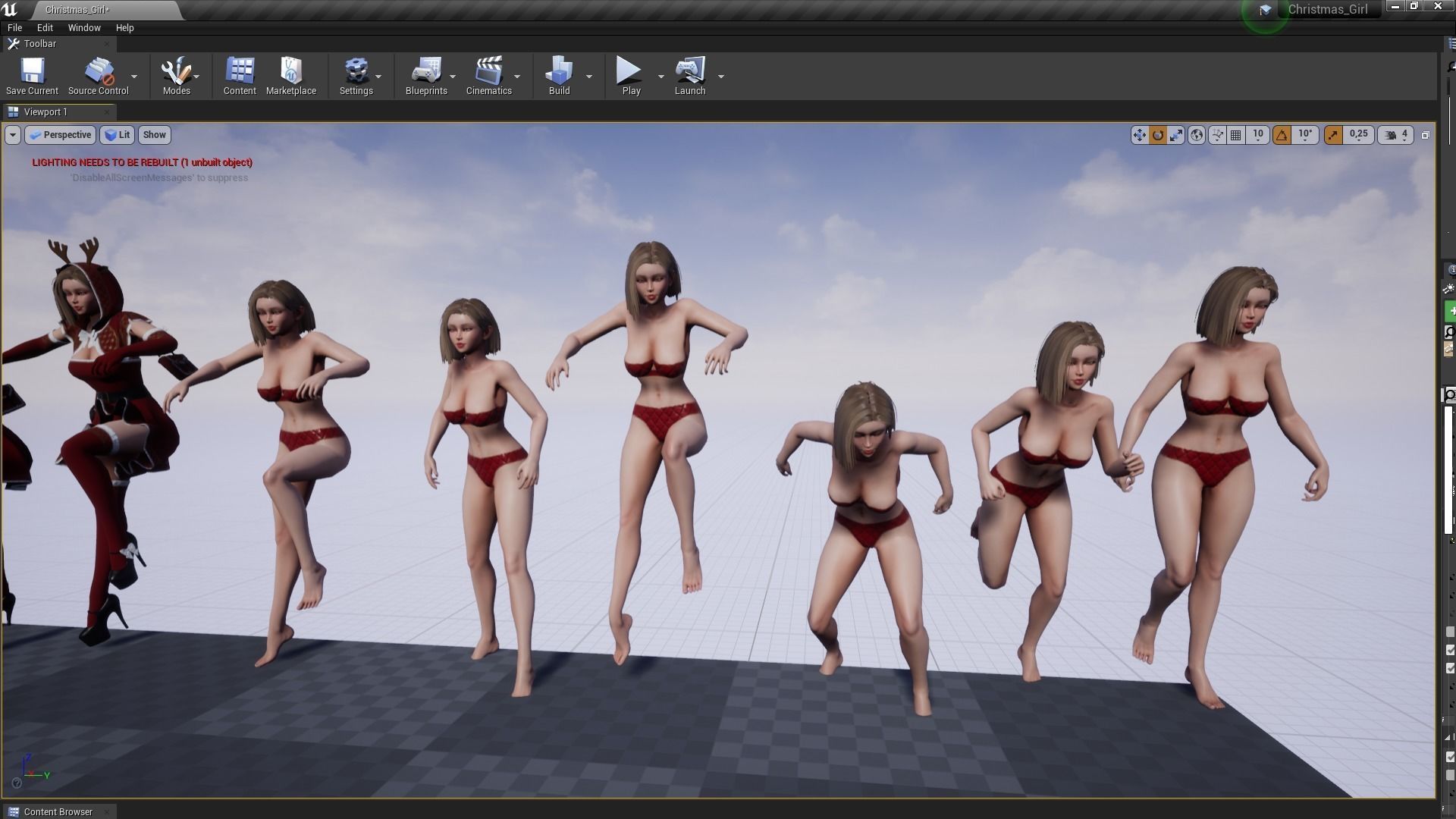 Christmas Girl Low-poly 3D model_12