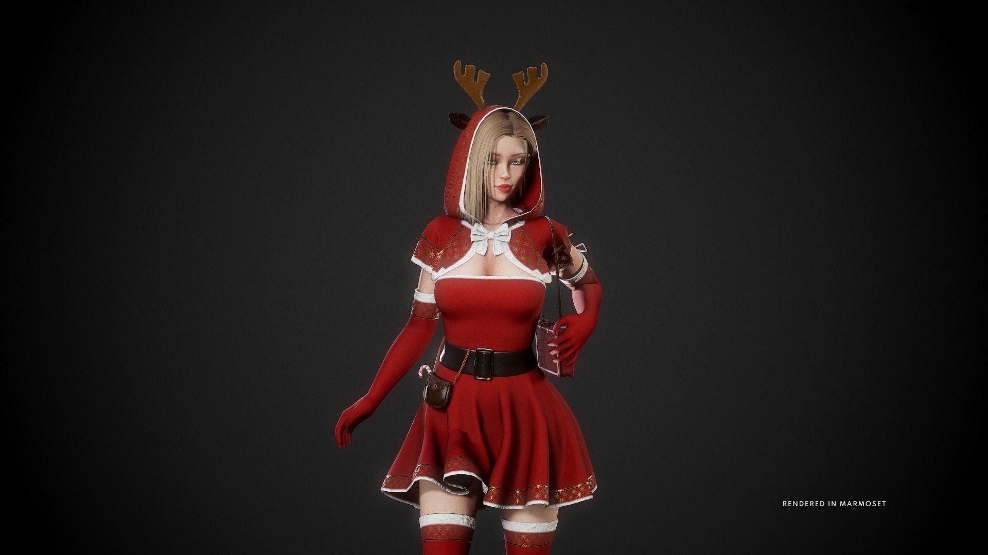 Christmas Girl Low-poly 3D model_16