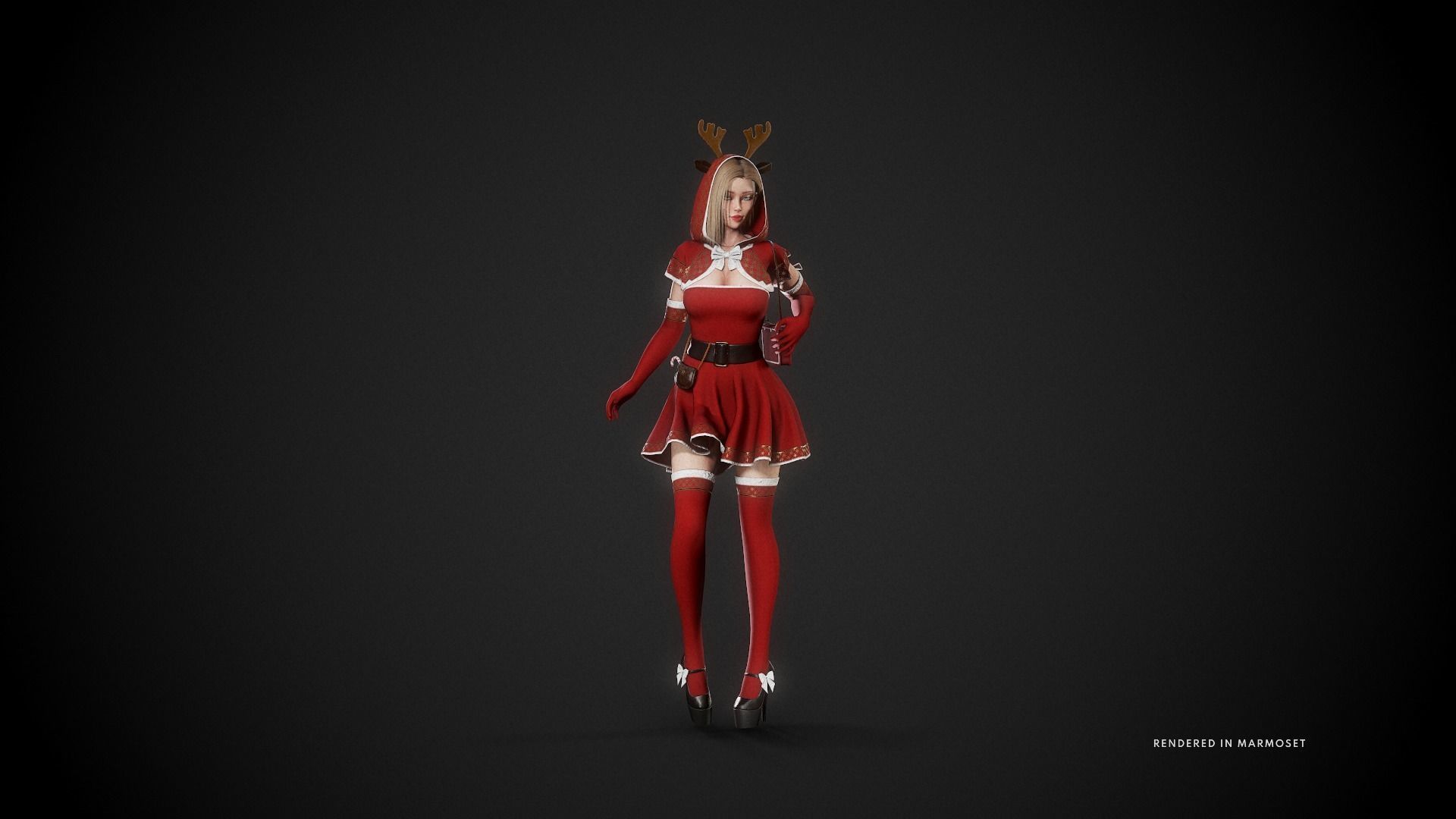 Christmas Girl Low-poly 3D model_2