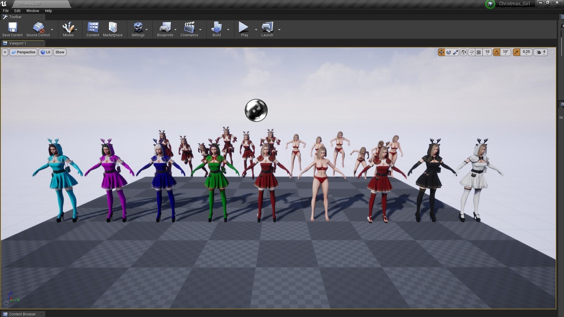 Christmas Girl Low-poly 3D model_7