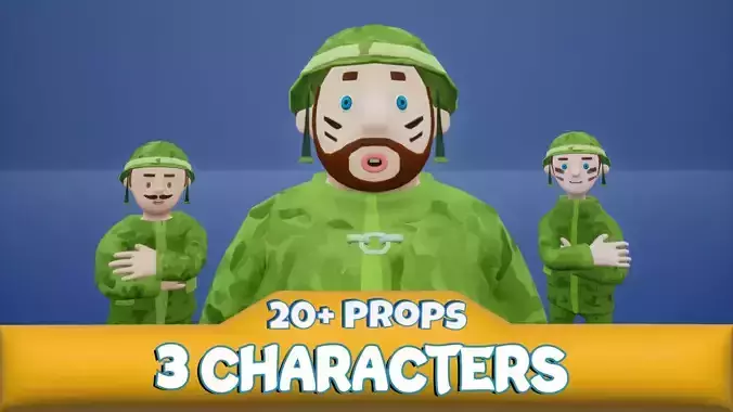 Toon Military Characters Low-poly 3D model