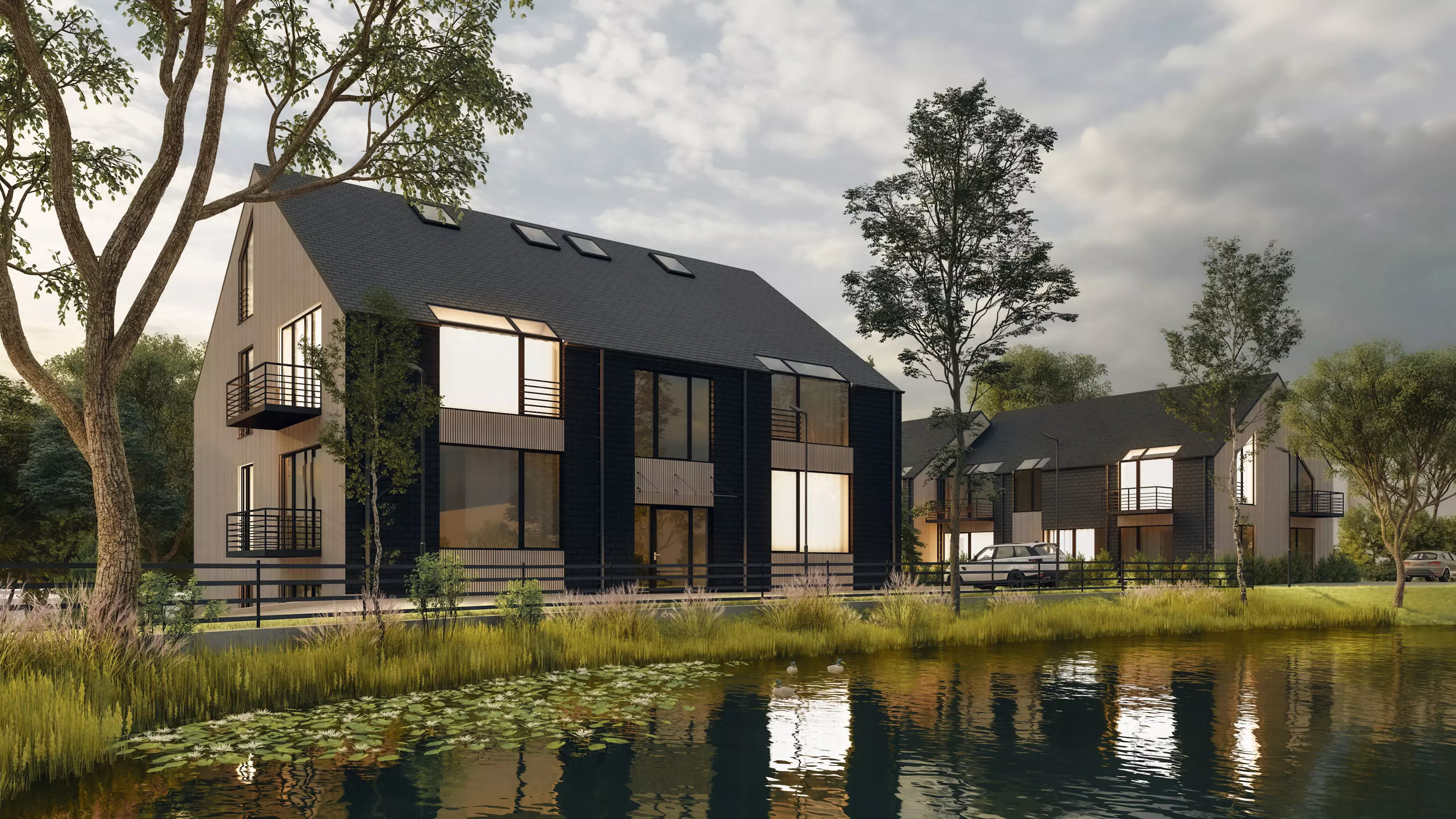 House with pond  Archicad  lumion 12 3D model_0