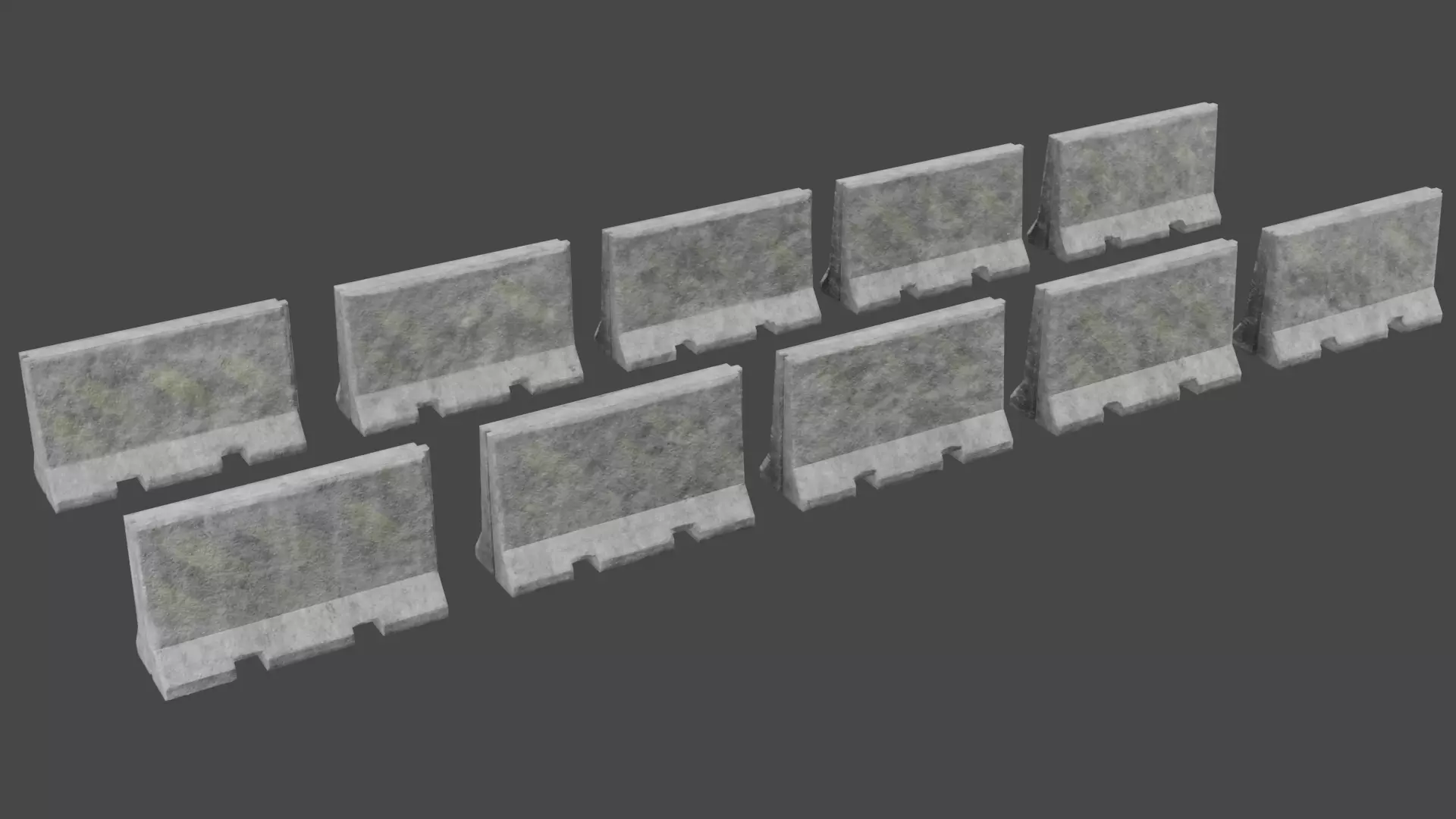 Concrete Barricade Pack Low-poly 3D model_0