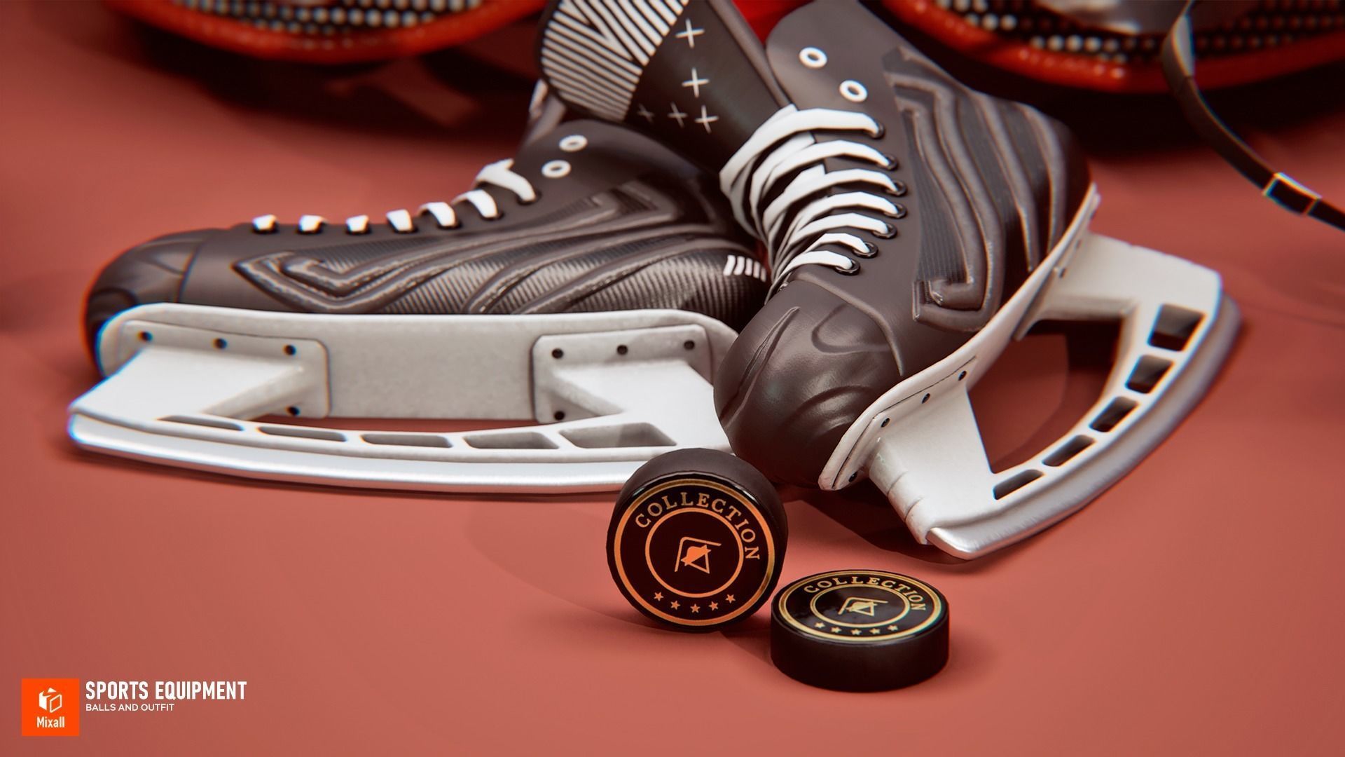 Sports equipment - balls and outfit Low-poly 3D model_10