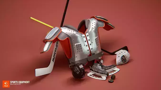 Sports equipment - balls and outfit Low-poly 3D model