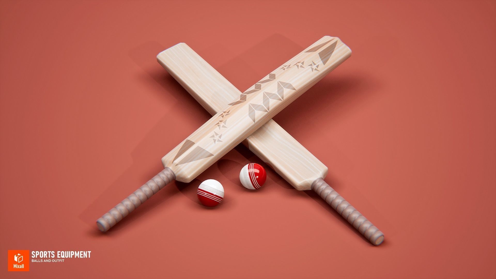 Sports equipment - balls and outfit Low-poly 3D model_15