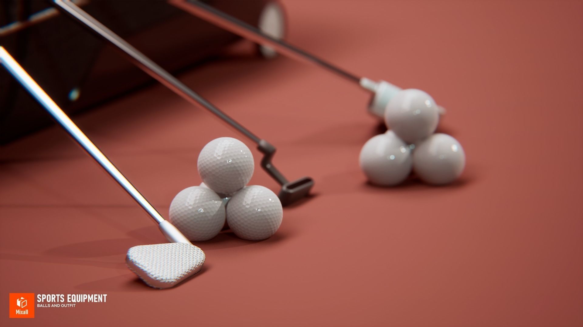 Sports equipment - balls and outfit Low-poly 3D model_4