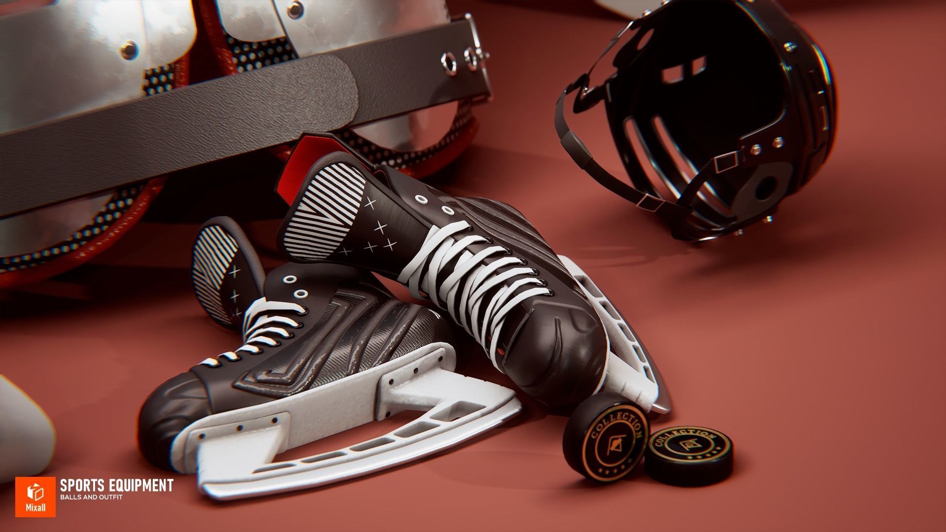 Sports equipment - balls and outfit Low-poly 3D model_6