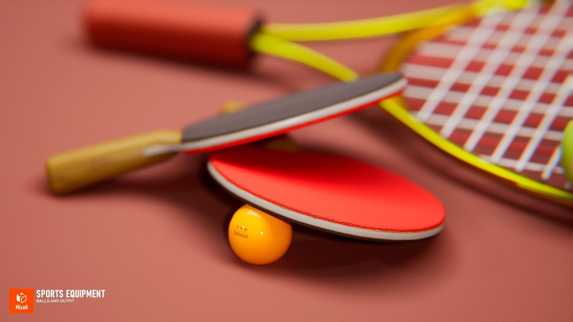 Sports equipment - balls and outfit Low-poly 3D model_9