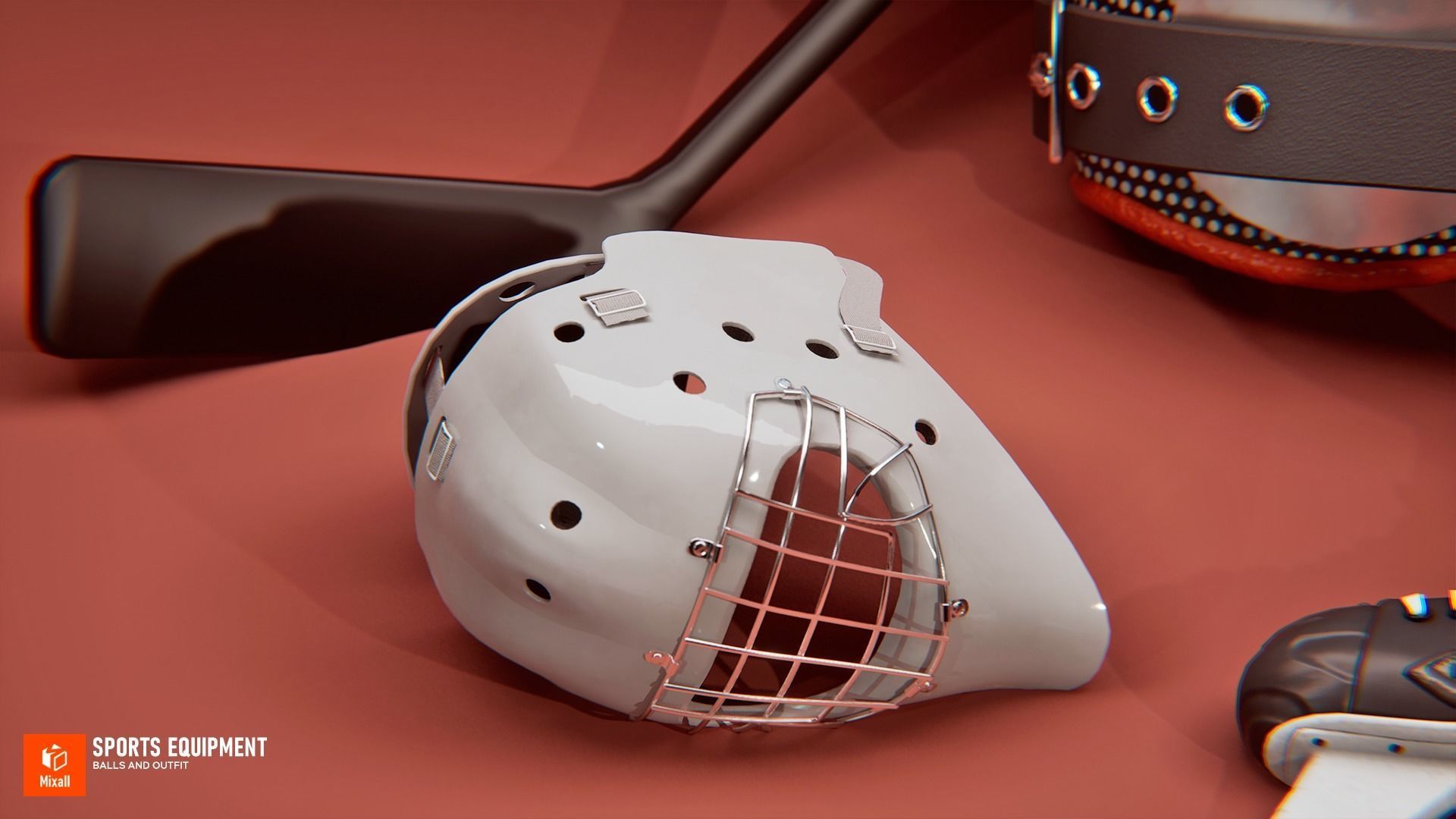 Sports equipment - balls and outfit Low-poly 3D model_8