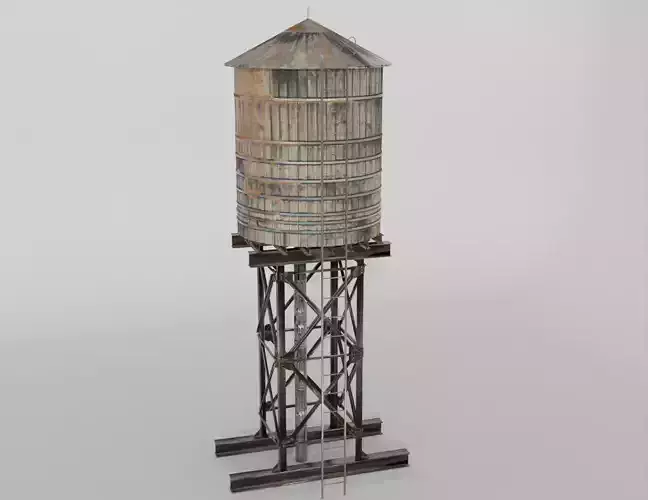 Water tank rooftop game ready asset