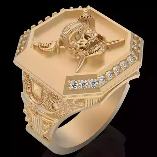 Skull Pirate pendant  gold printable jewelry 3D model