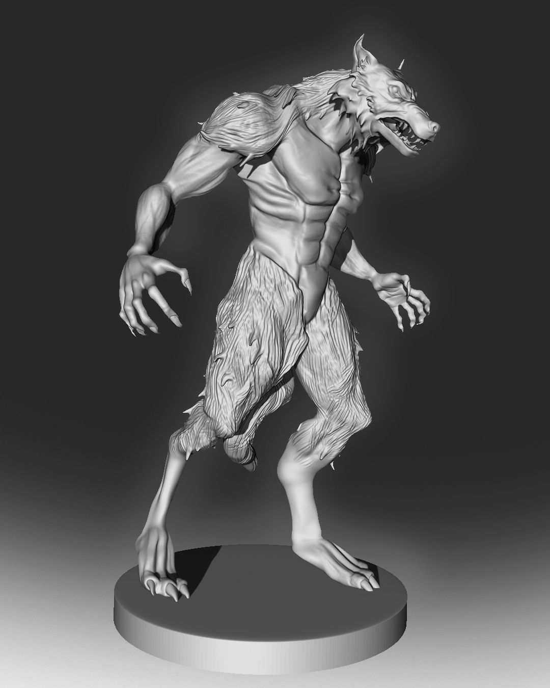 WEREWOLF statue 3D print model_1