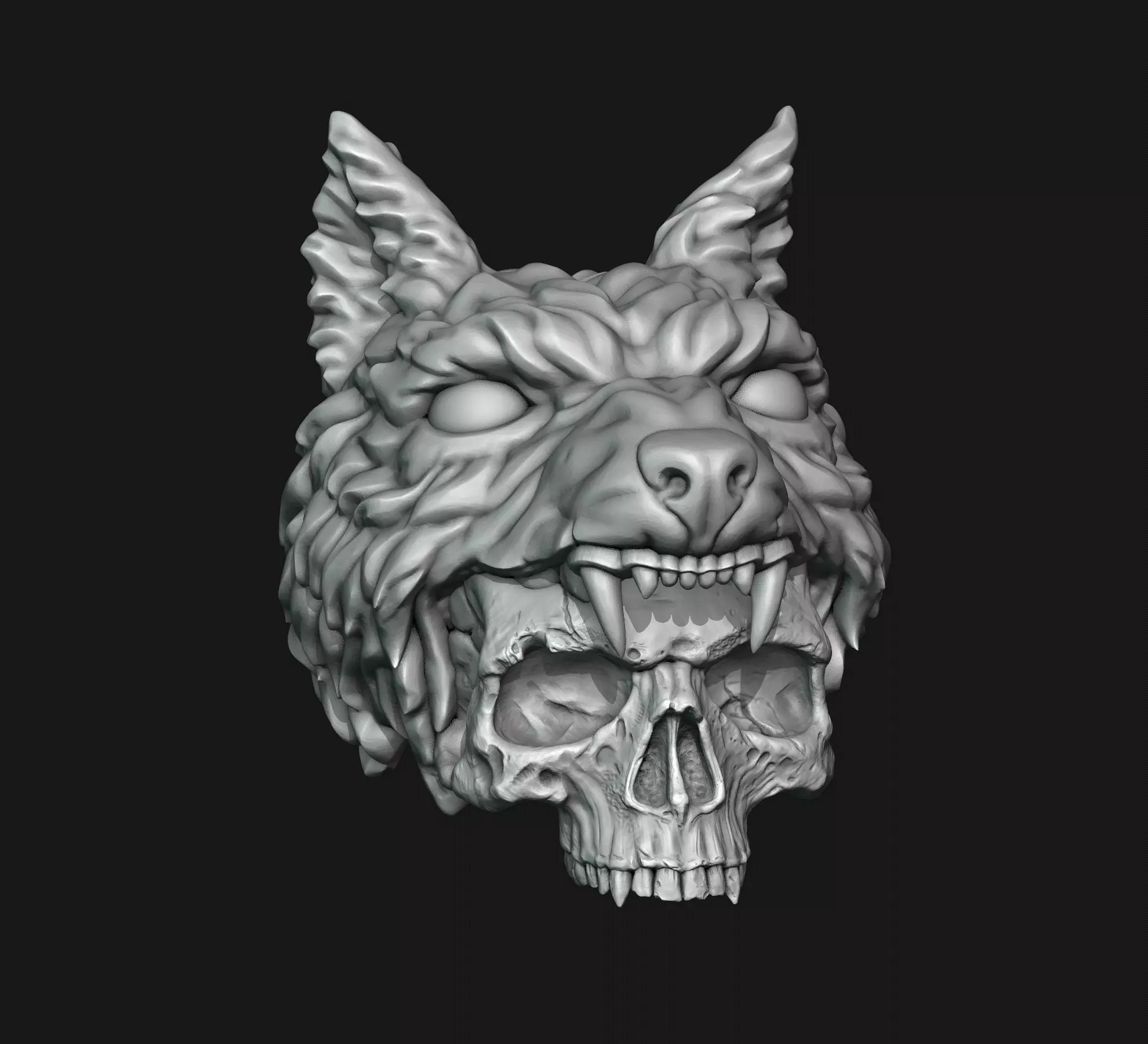 Skull Wolf Scalp 3D print model_0