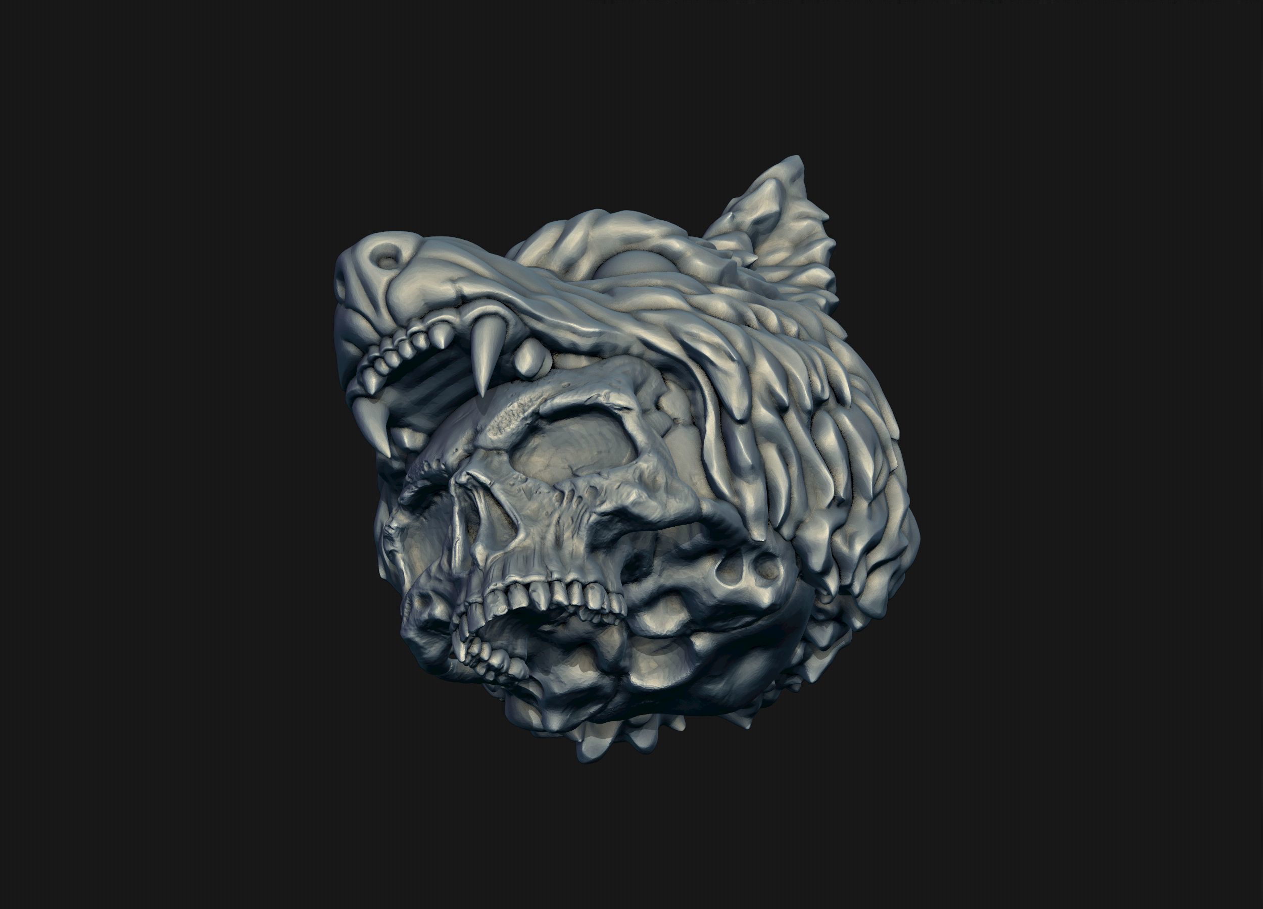 Skull Wolf Scalp 3D print model_12