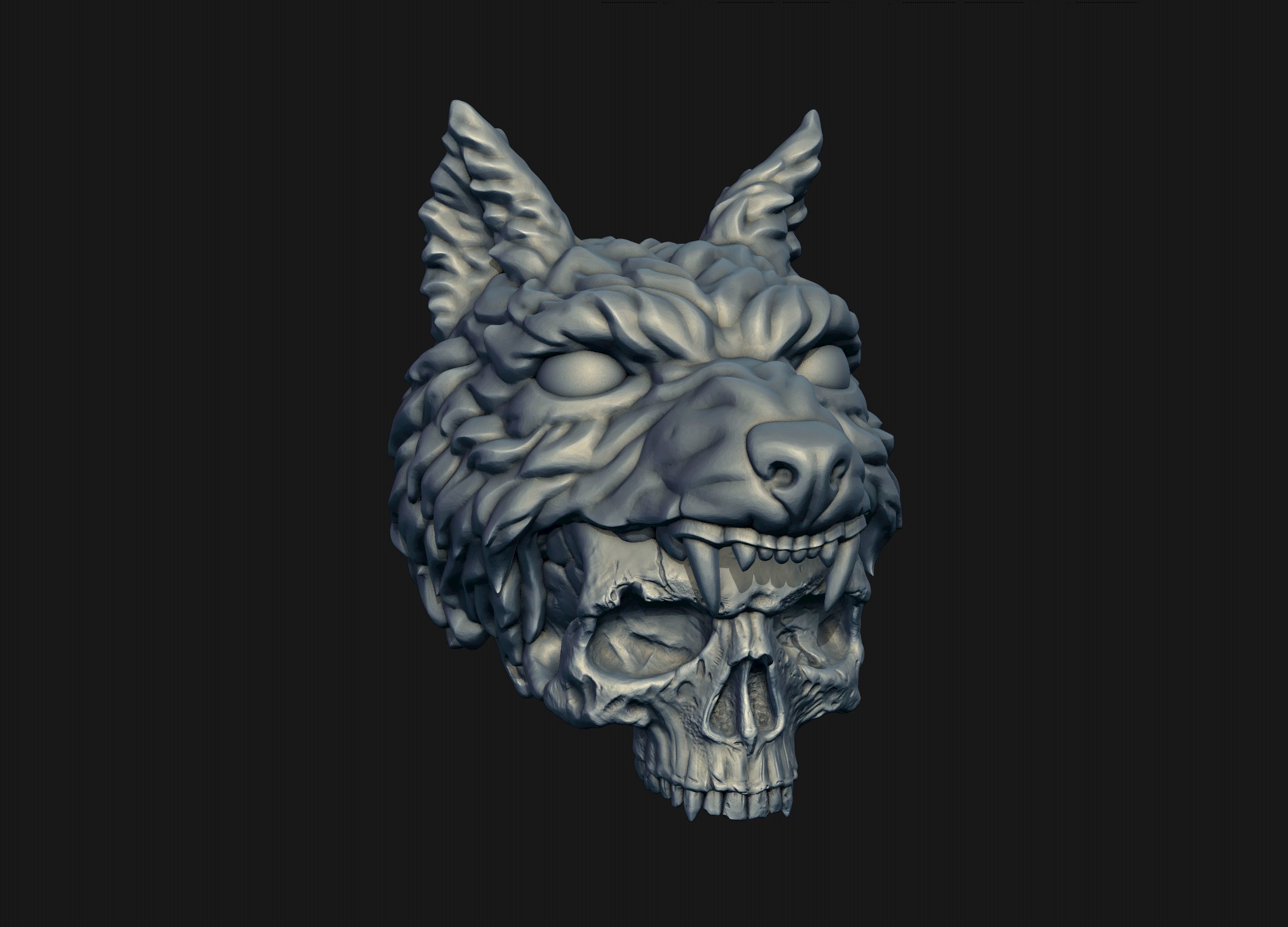 Skull Wolf Scalp 3D print model_9