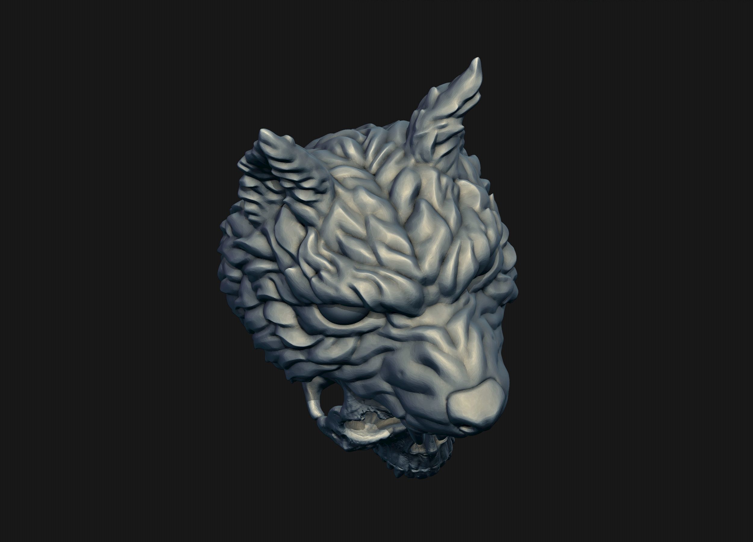 Skull Wolf Scalp 3D print model_10