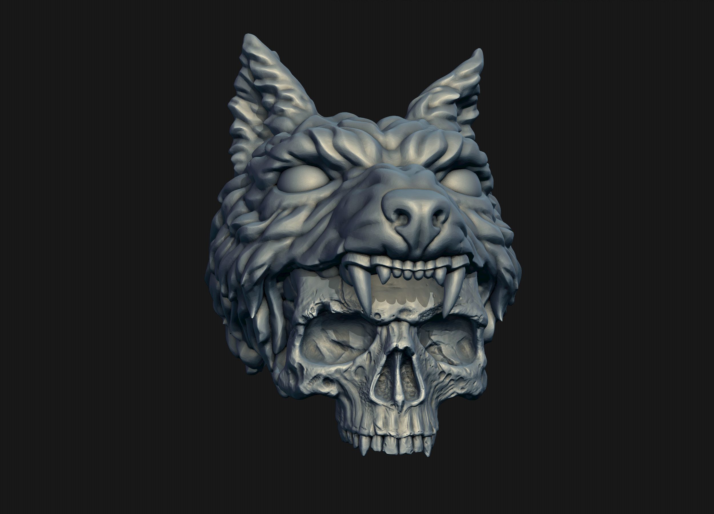 Skull Wolf Scalp 3D print model_1