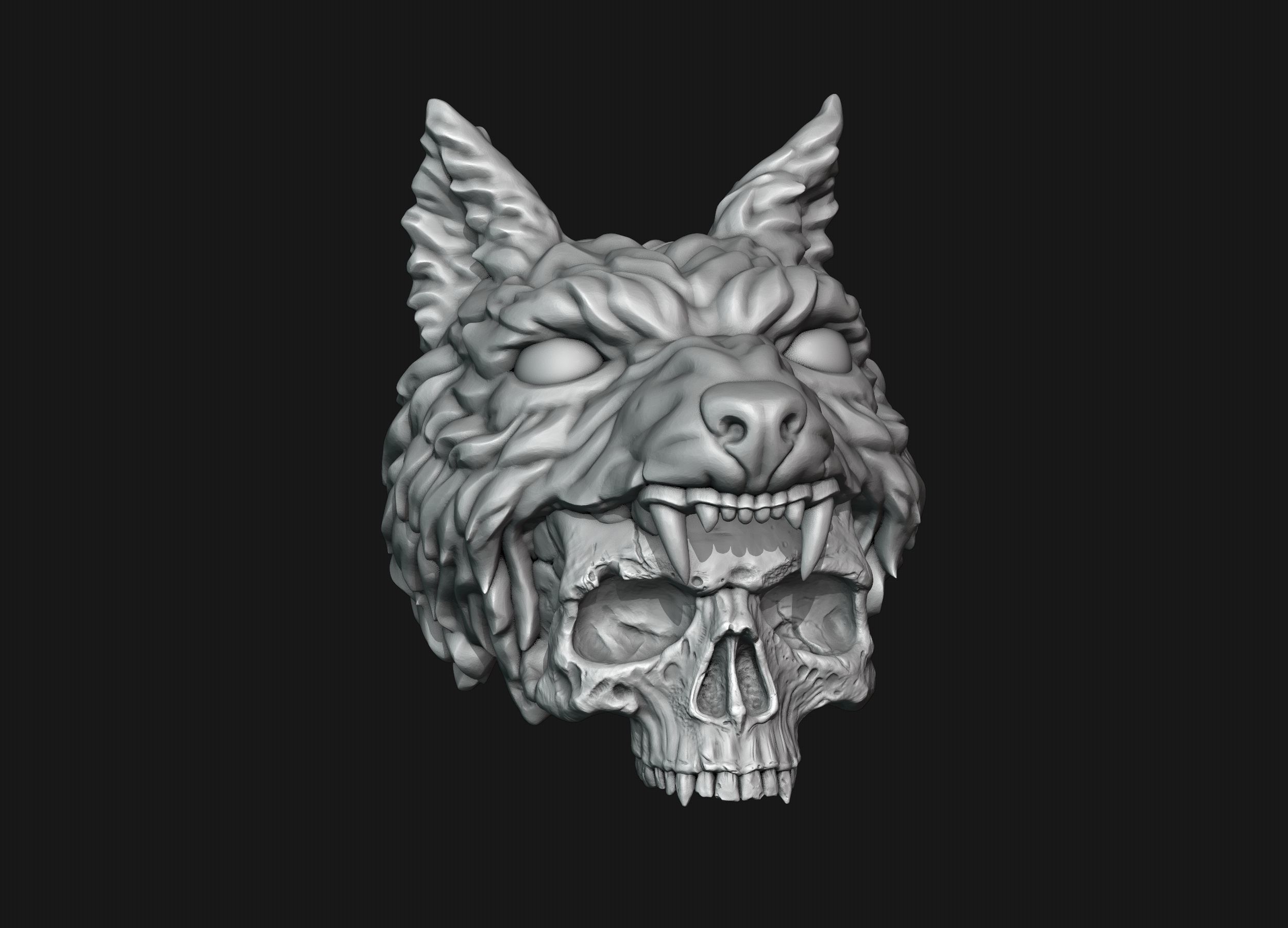 Skull Wolf Scalp 3D print model_20