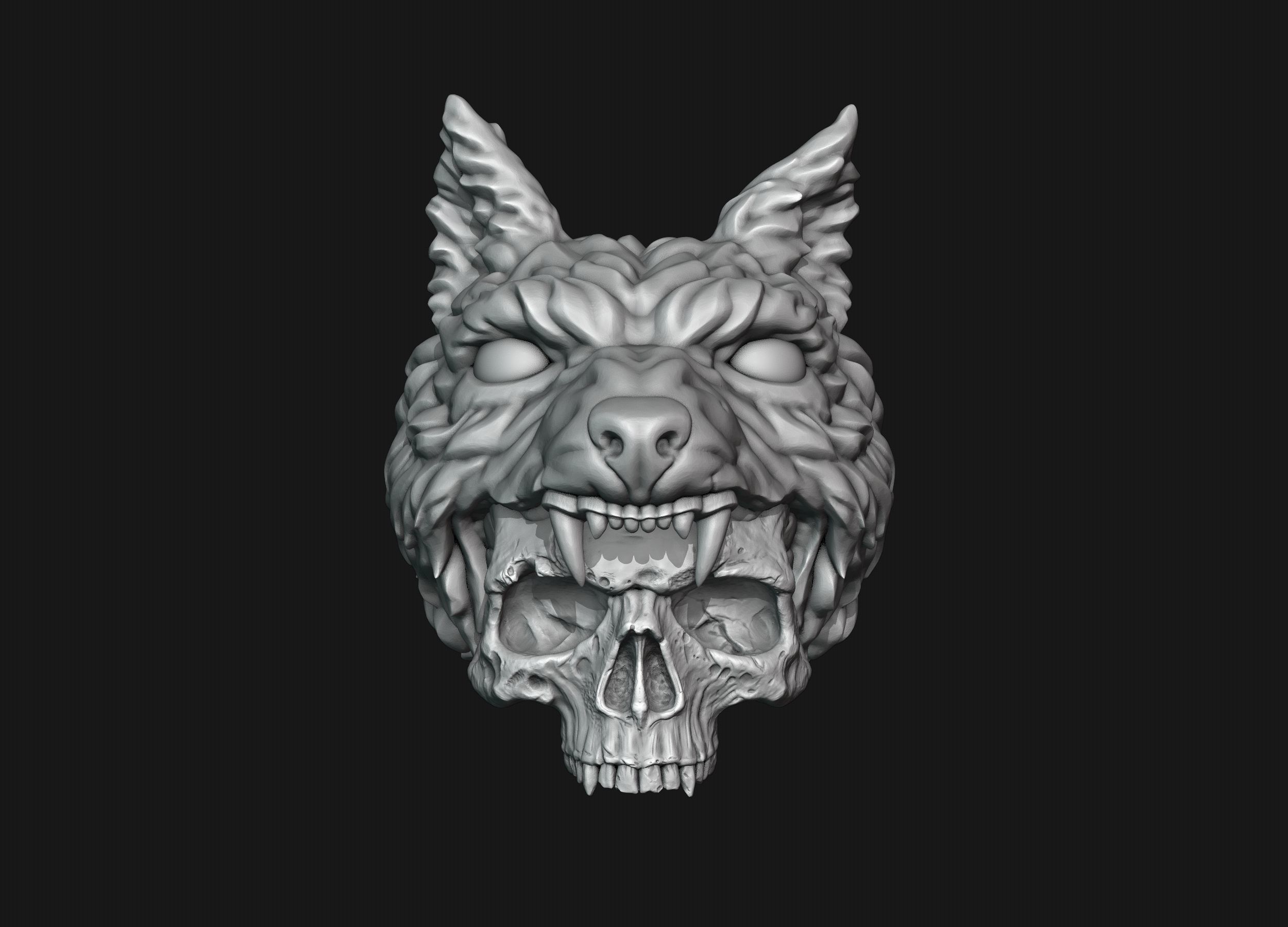 Skull Wolf Scalp 3D print model_14