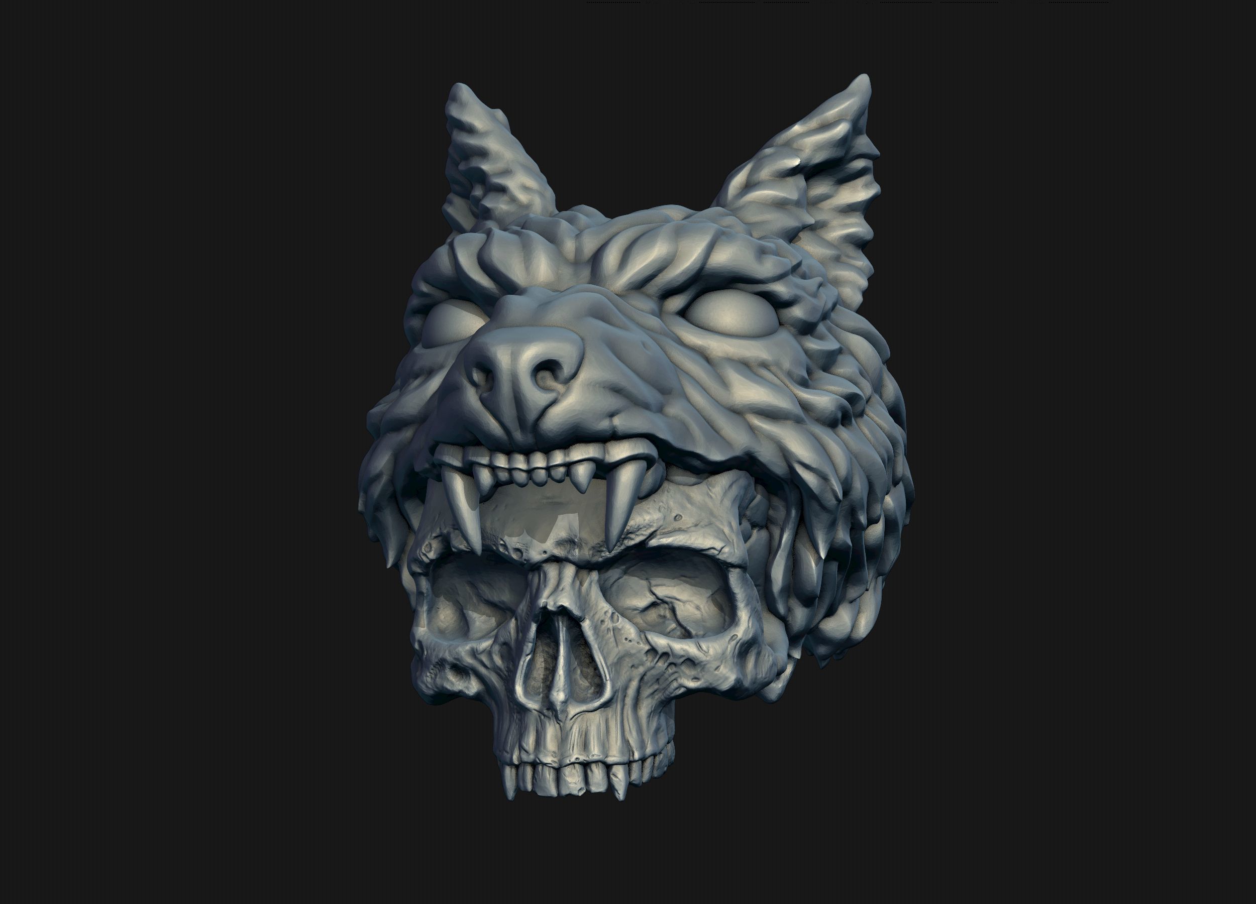 Skull Wolf Scalp 3D print model_2