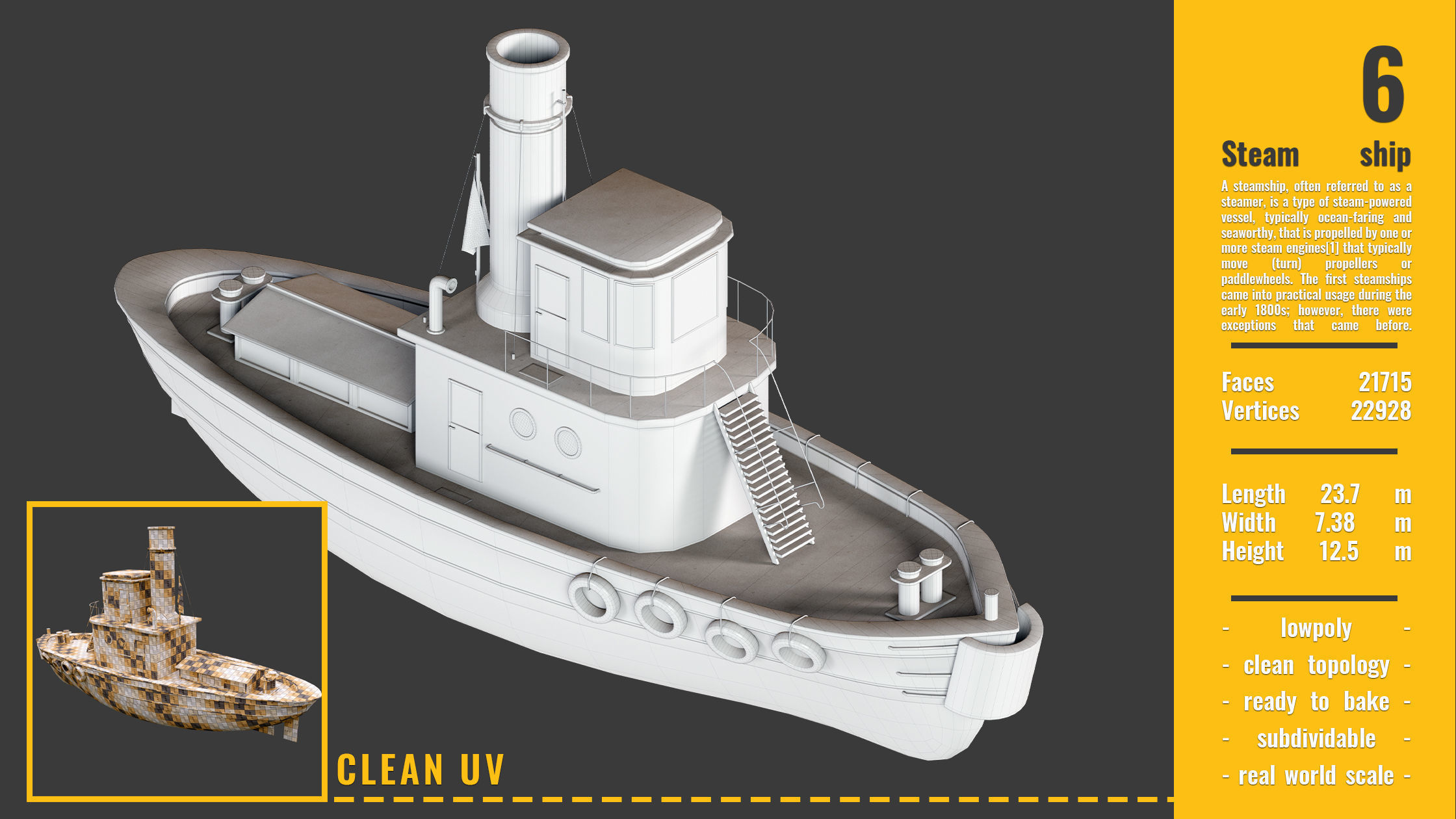 6 Boat and ships BASE MESH Low-poly 3D model_6