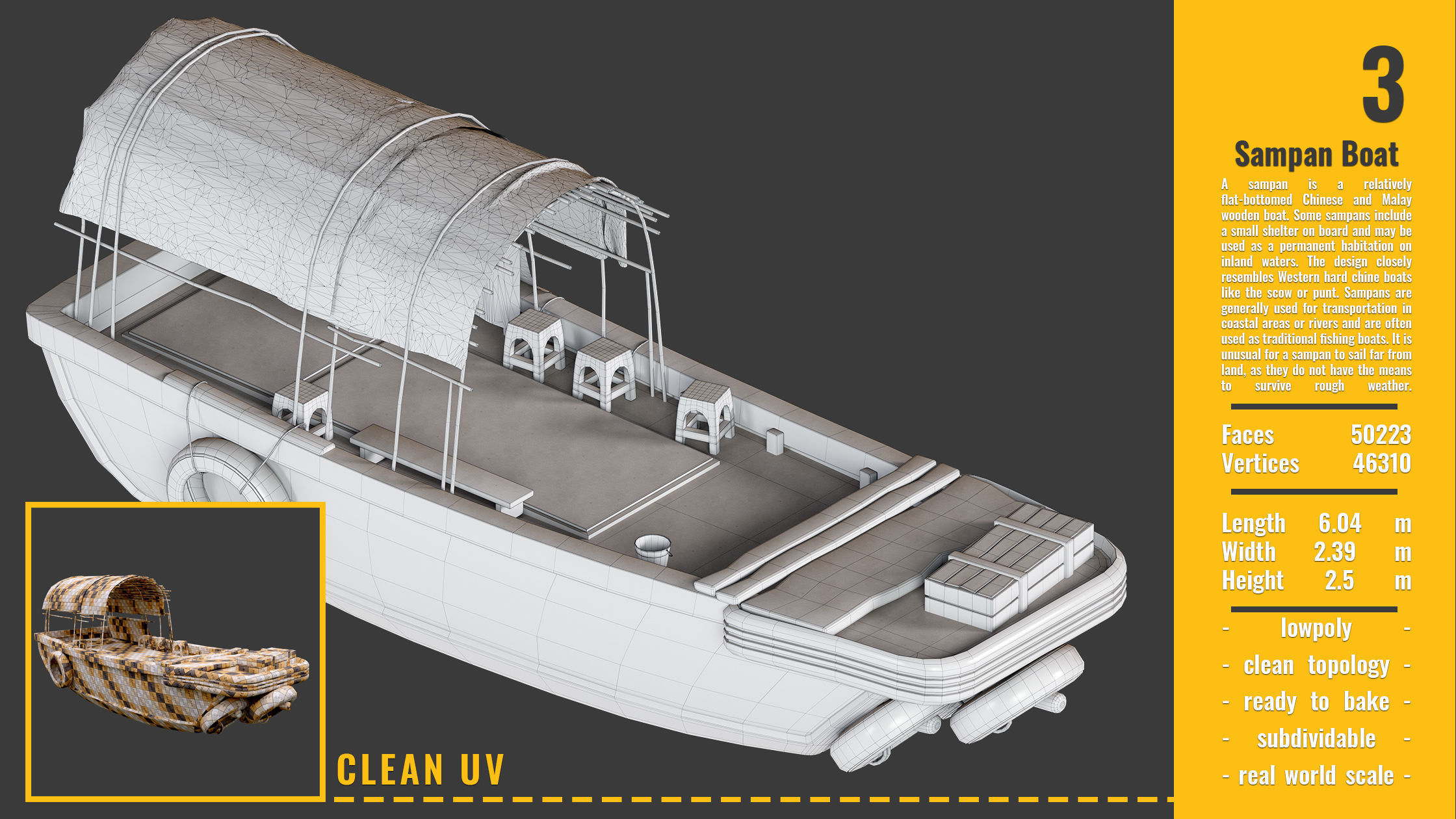 6 Boat and ships BASE MESH Low-poly 3D model_3