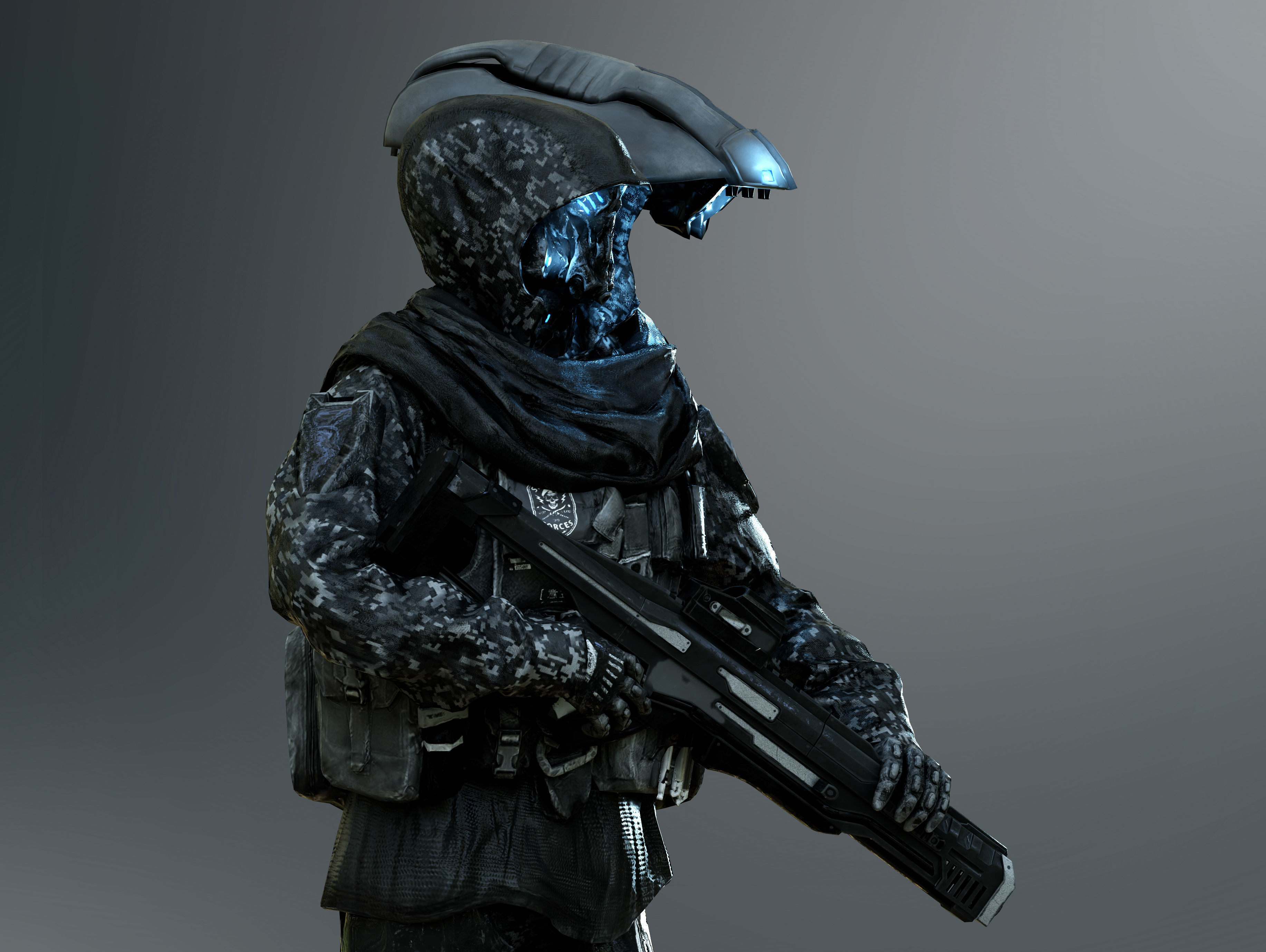 Sci Fi Cyber Soldier Low-poly 3D model_8
