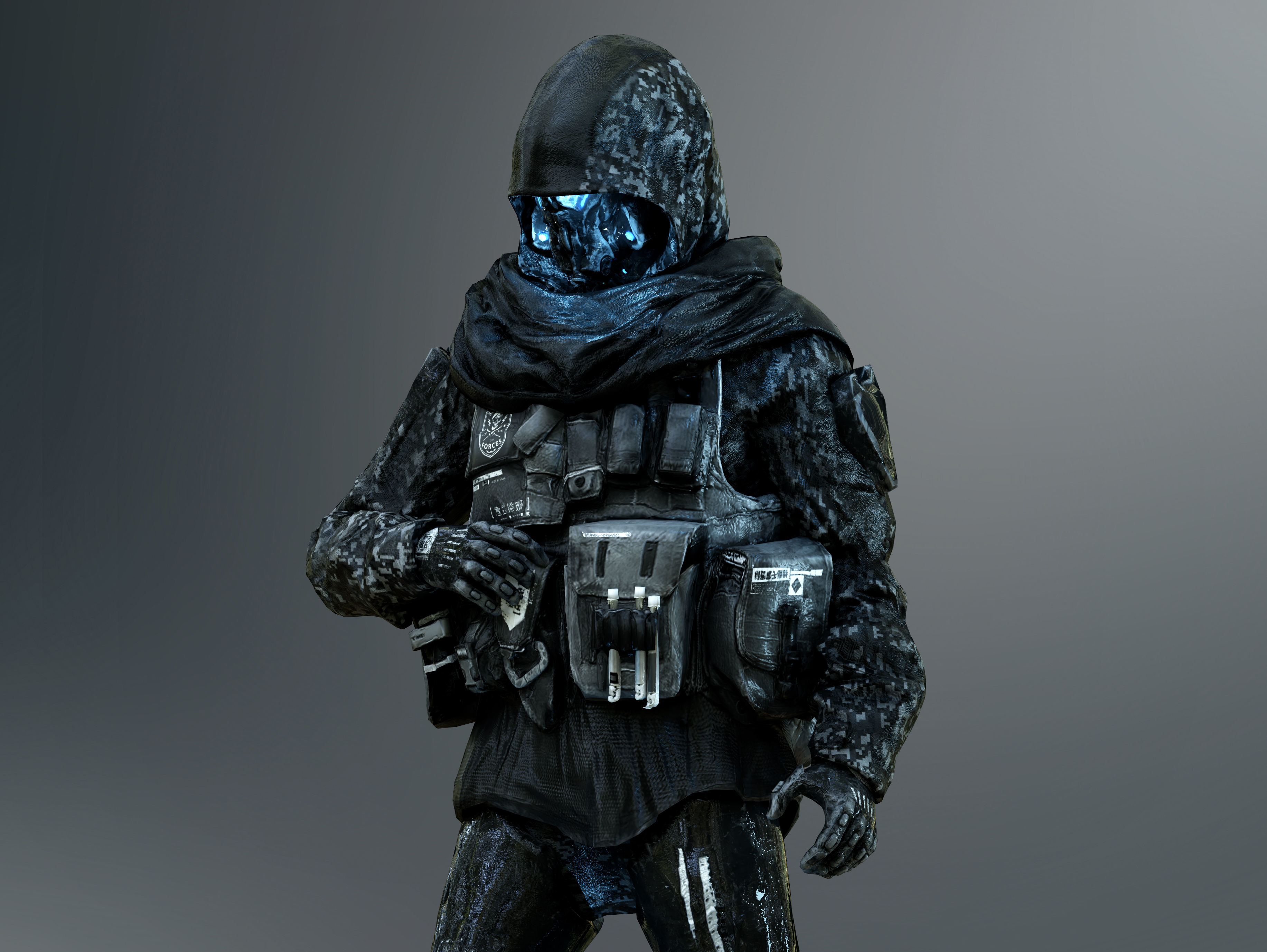Sci Fi Cyber Soldier Low-poly 3D model_9