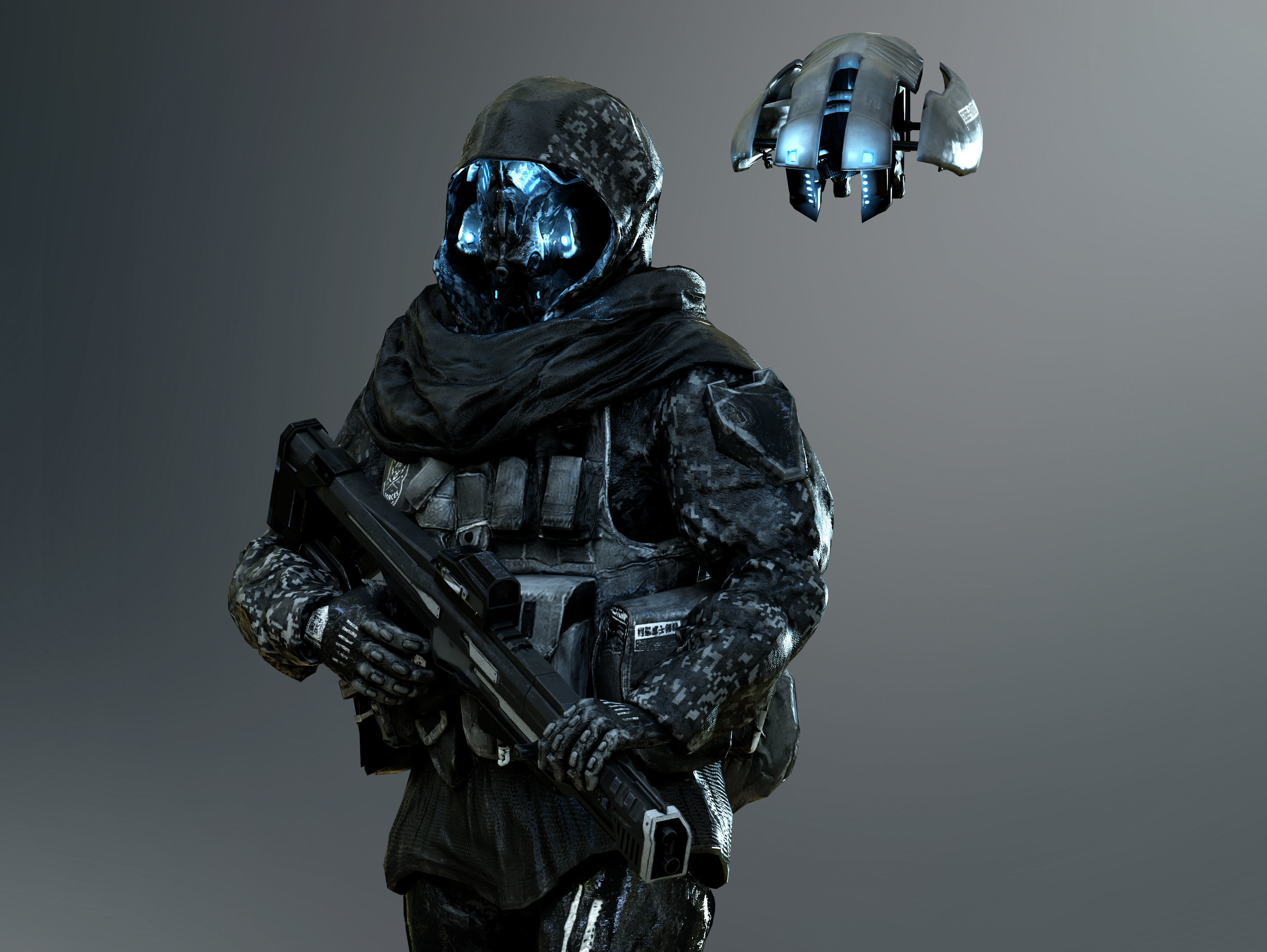 Sci Fi Cyber Soldier Low-poly 3D model_3