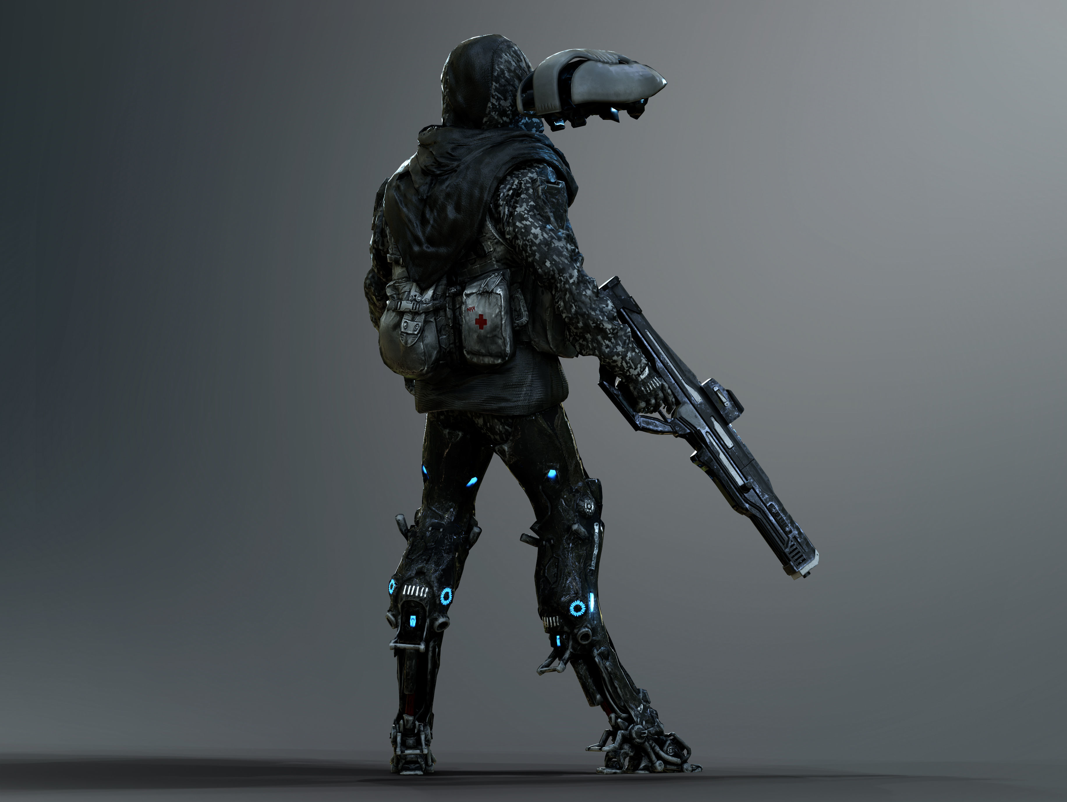 Sci Fi Cyber Soldier Low-poly 3D model_4